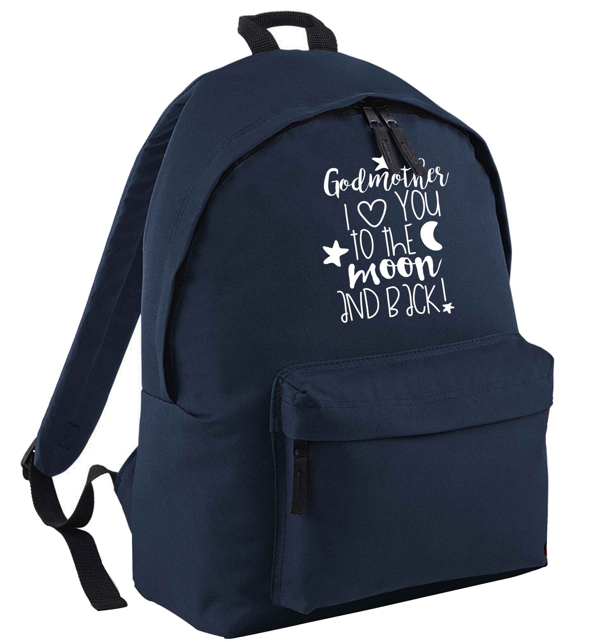 Godmother I love you to the moon and back navy adults backpack