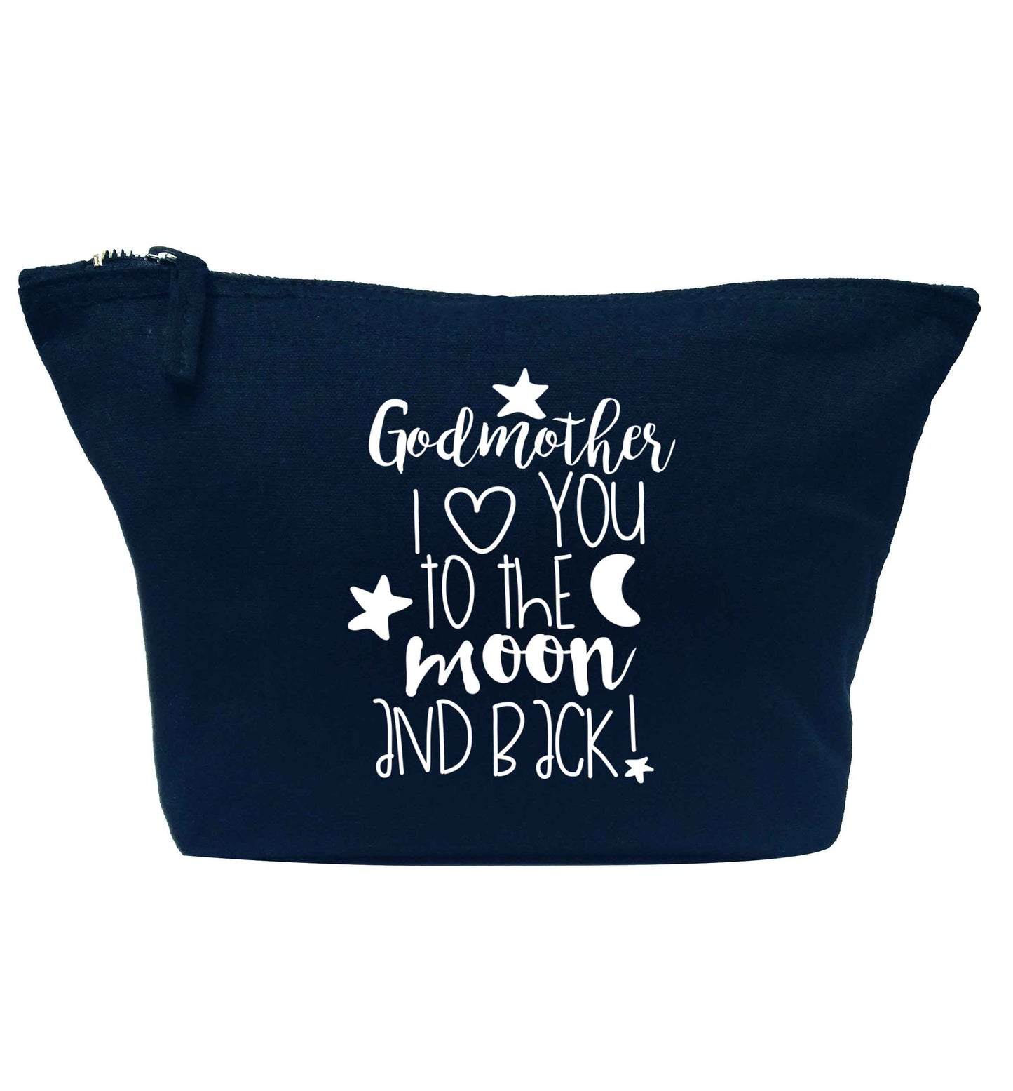 Godmother I love you to the moon and back navy makeup bag