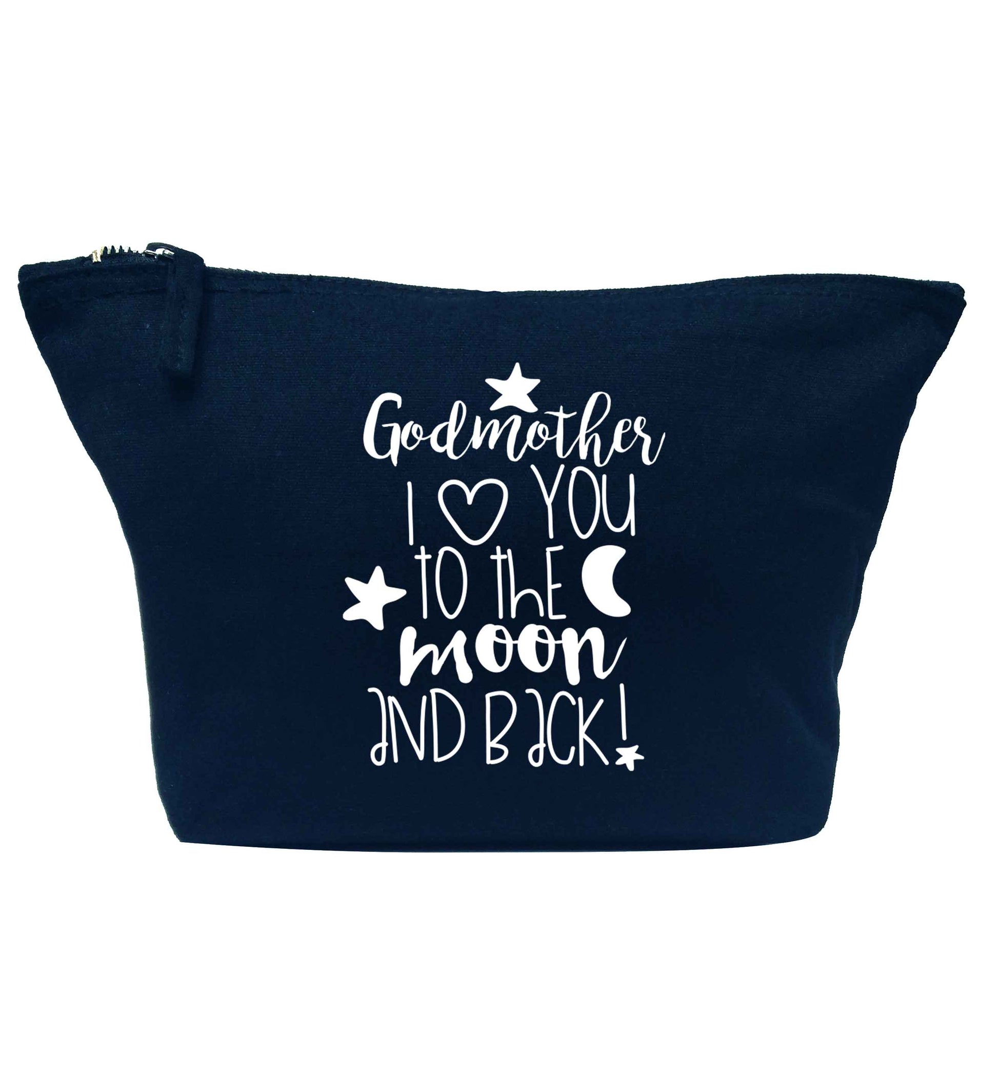 Godmother I love you to the moon and back navy makeup bag