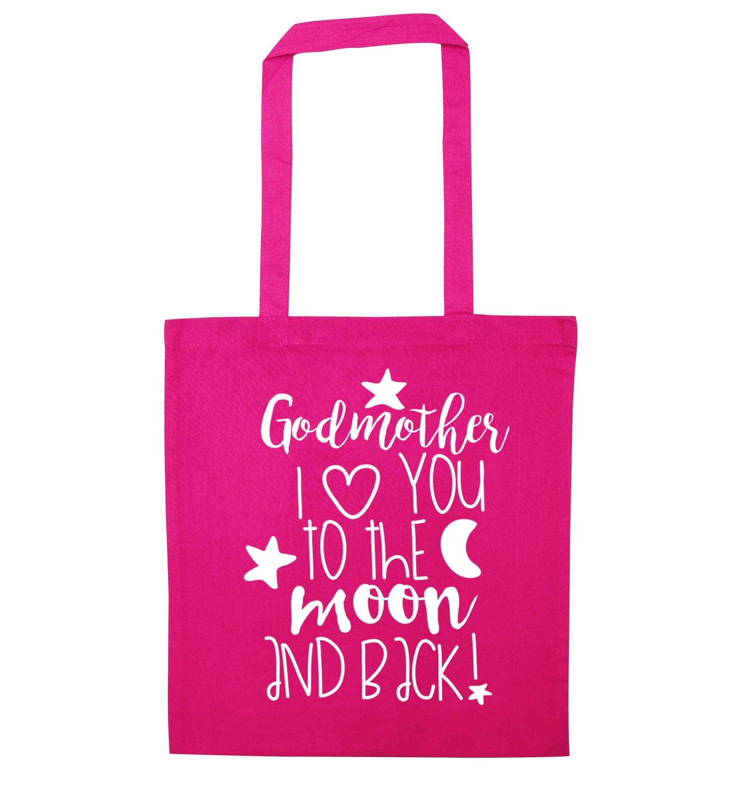 Godmother I love you to the moon and back pink tote bag