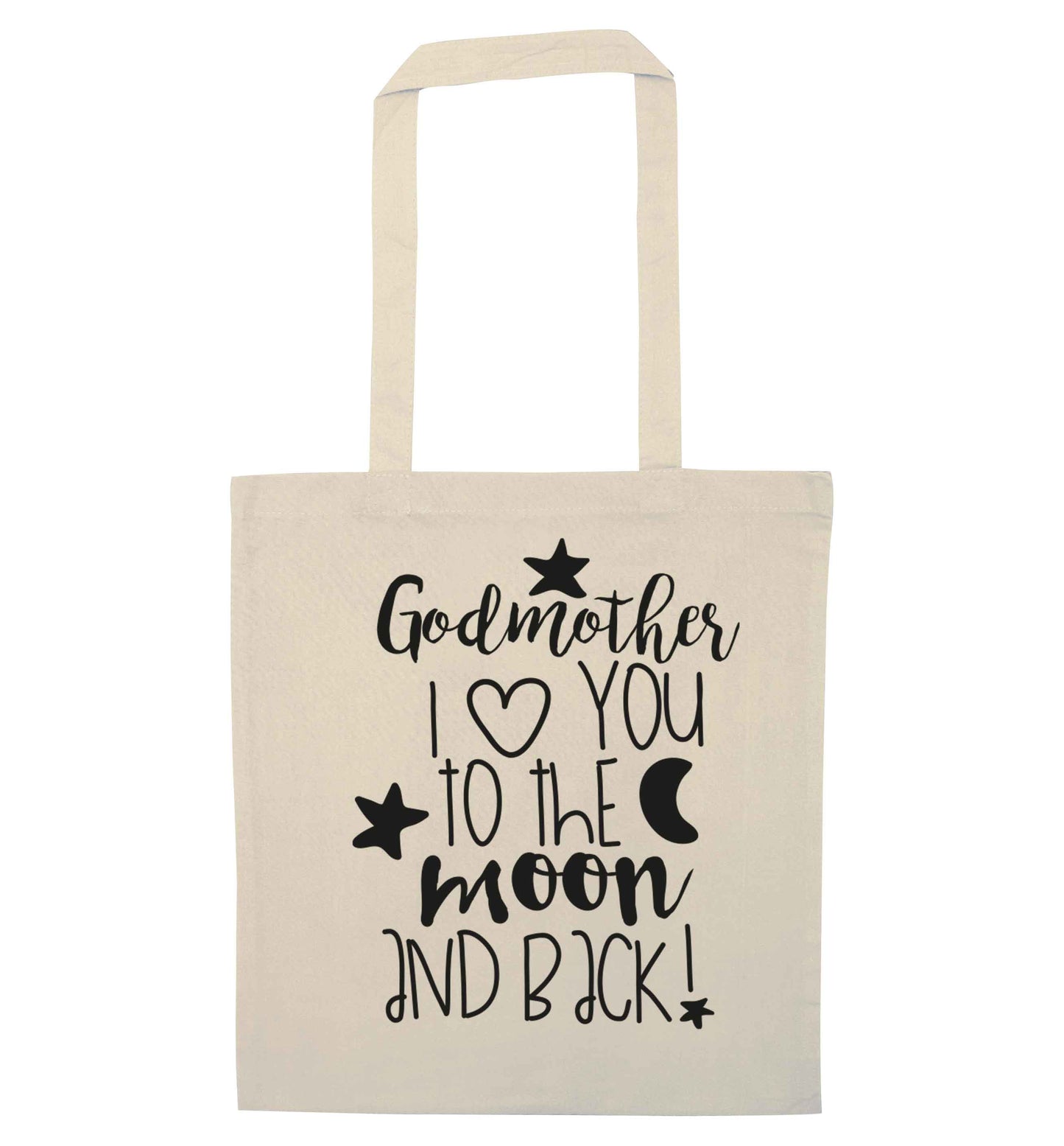 Godmother I love you to the moon and back natural tote bag