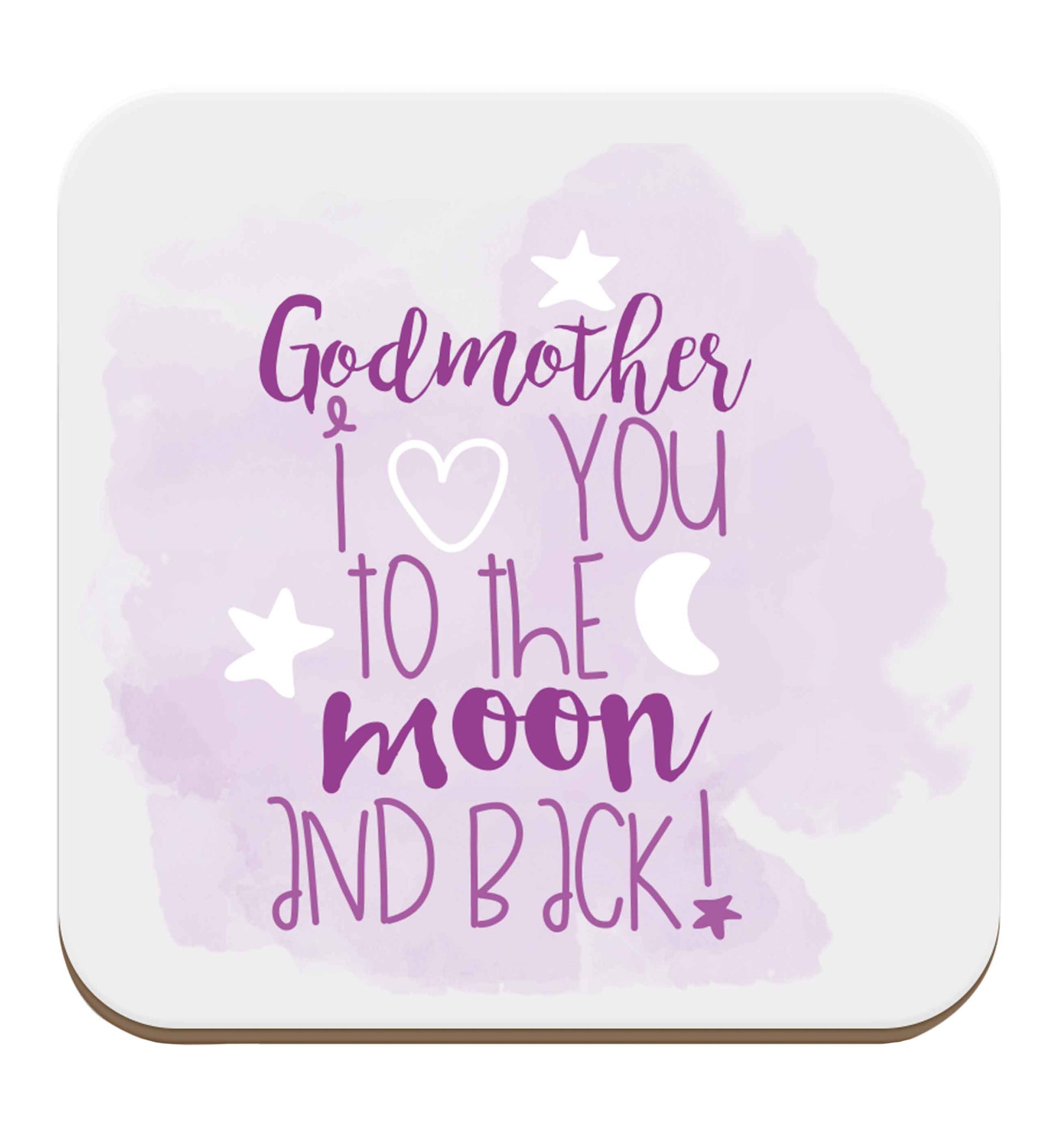Godmother I love you to the moon and back set of four coasters