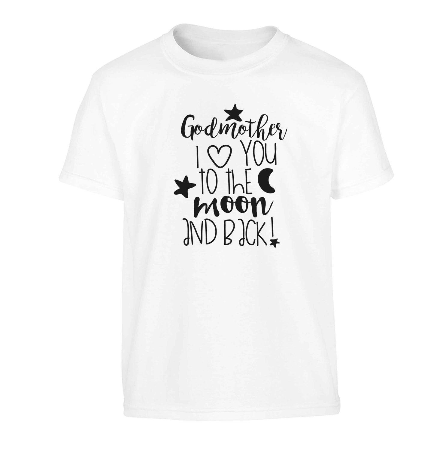 Godmother I love you to the moon and back Children's white Tshirt 12-13 Years