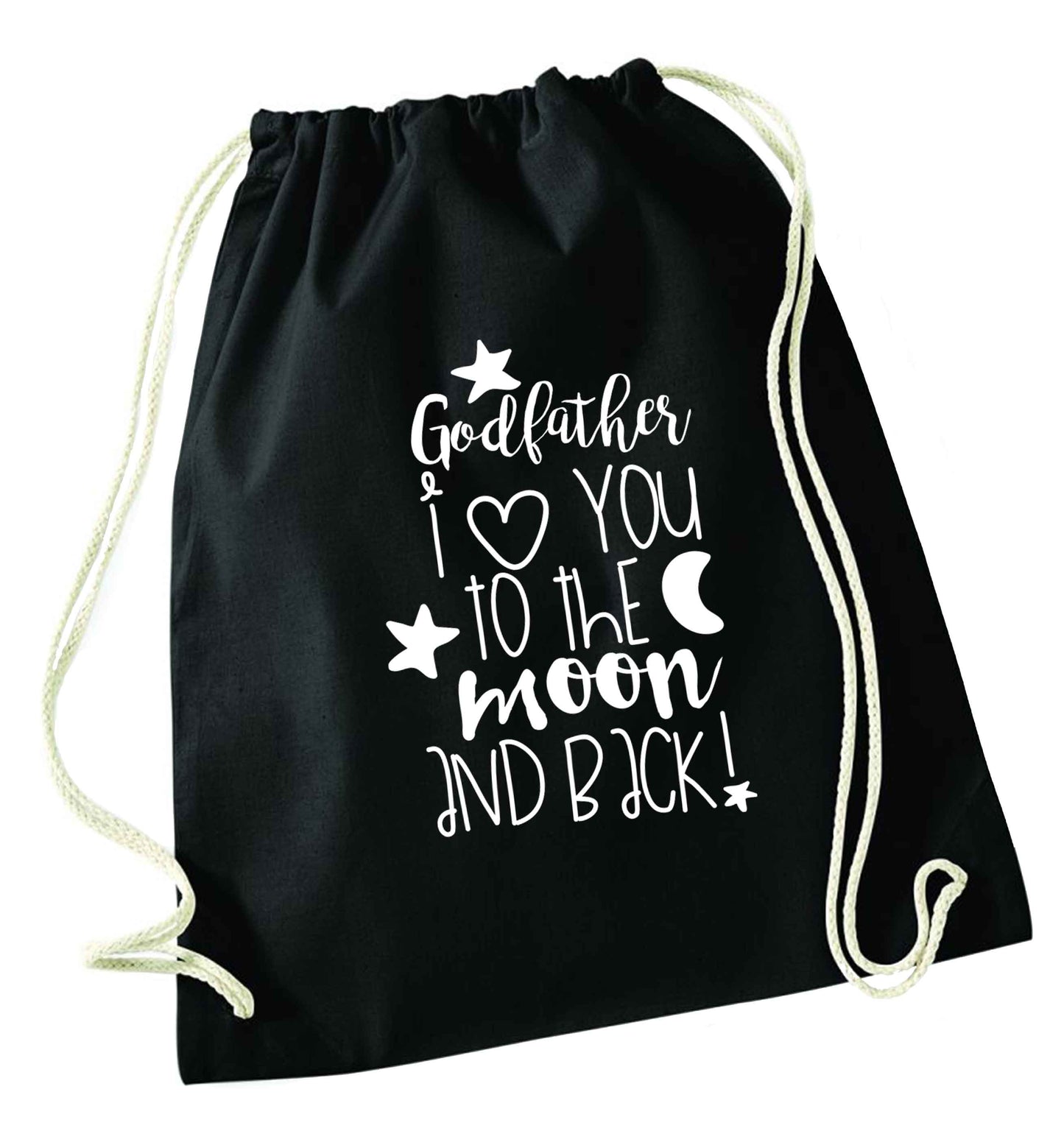 Godfather I love you to the moon and back black drawstring bag