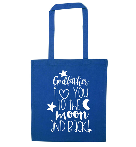 Godfather I love you to the moon and back blue tote bag