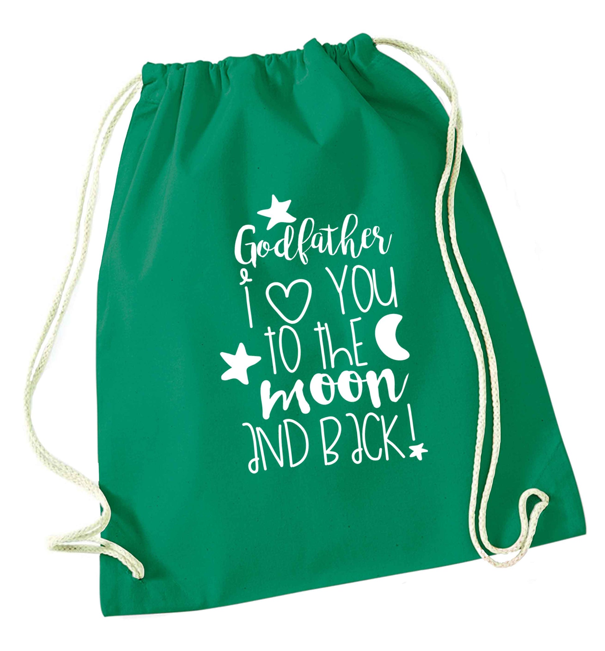 Godfather I love you to the moon and back green drawstring bag