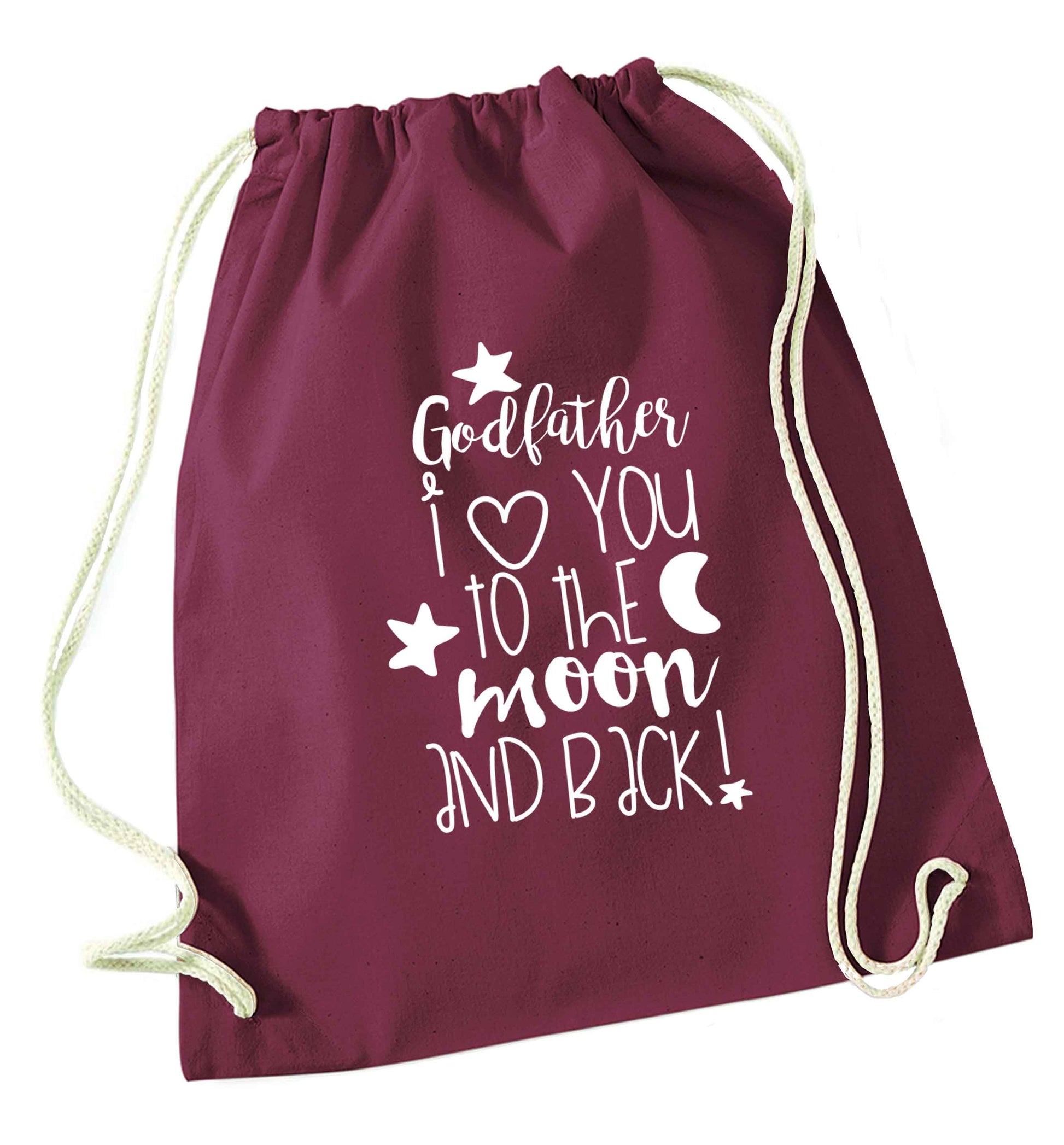 Godfather I love you to the moon and back maroon drawstring bag