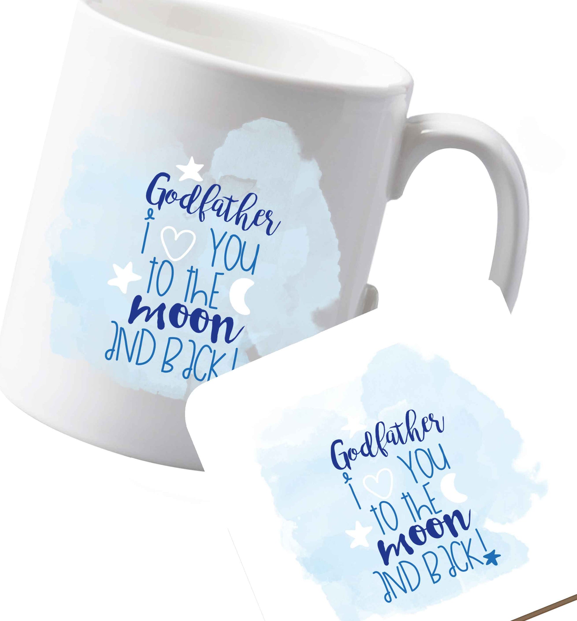 10 oz Ceramic mug and coaster Godfather I love you to the moon and back  both sides