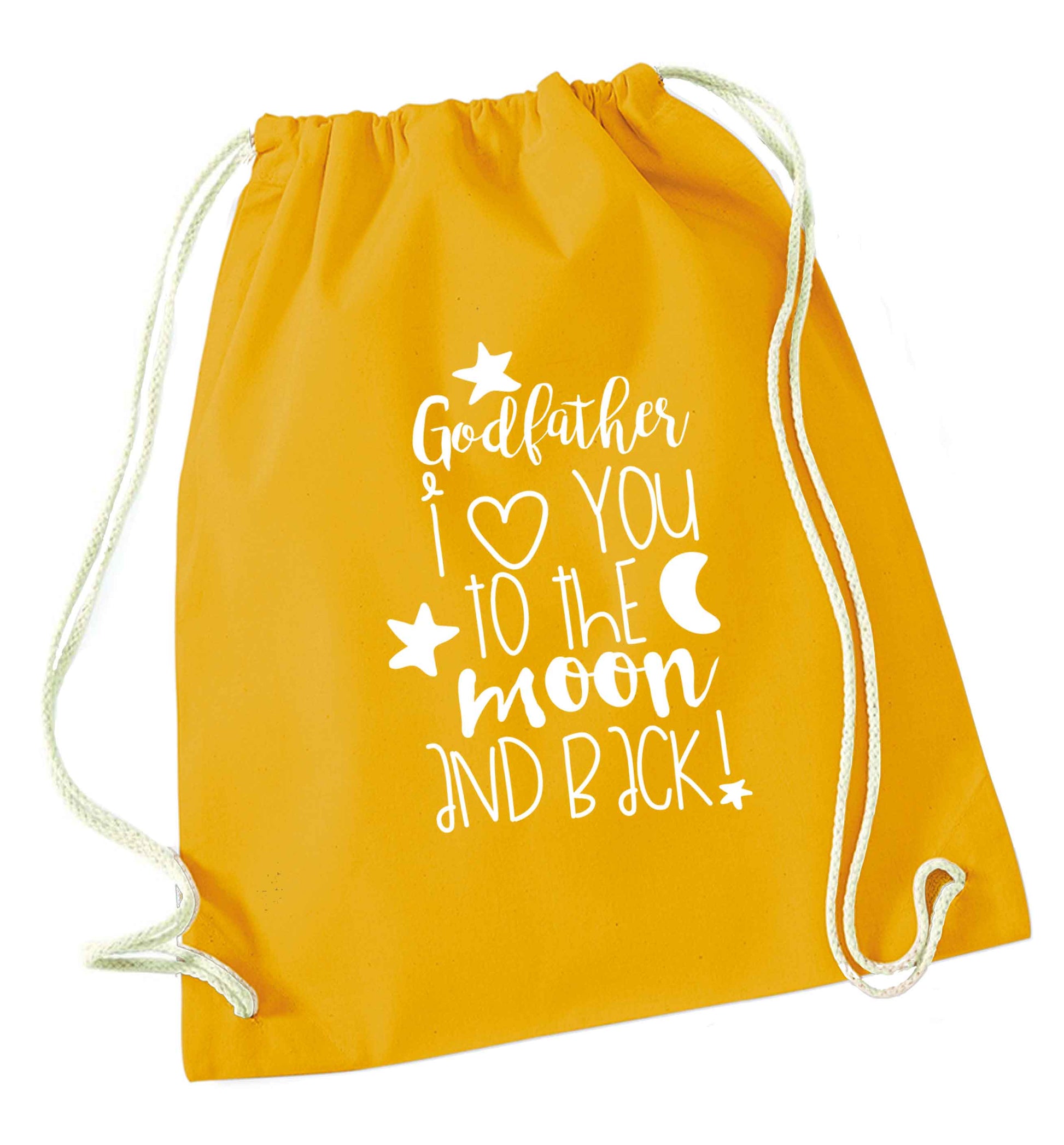 Godfather I love you to the moon and back mustard drawstring bag