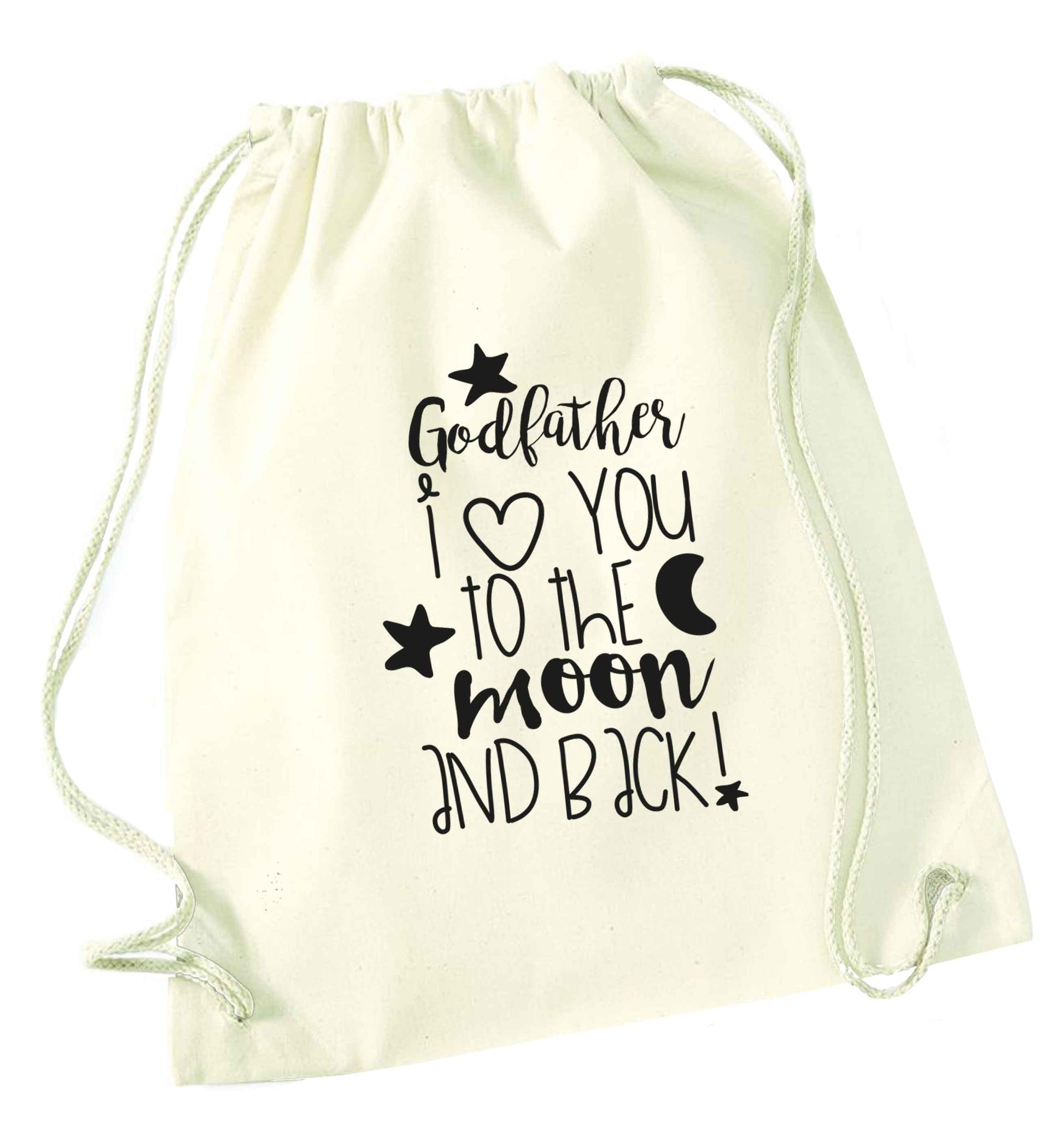 Godfather I love you to the moon and back natural drawstring bag