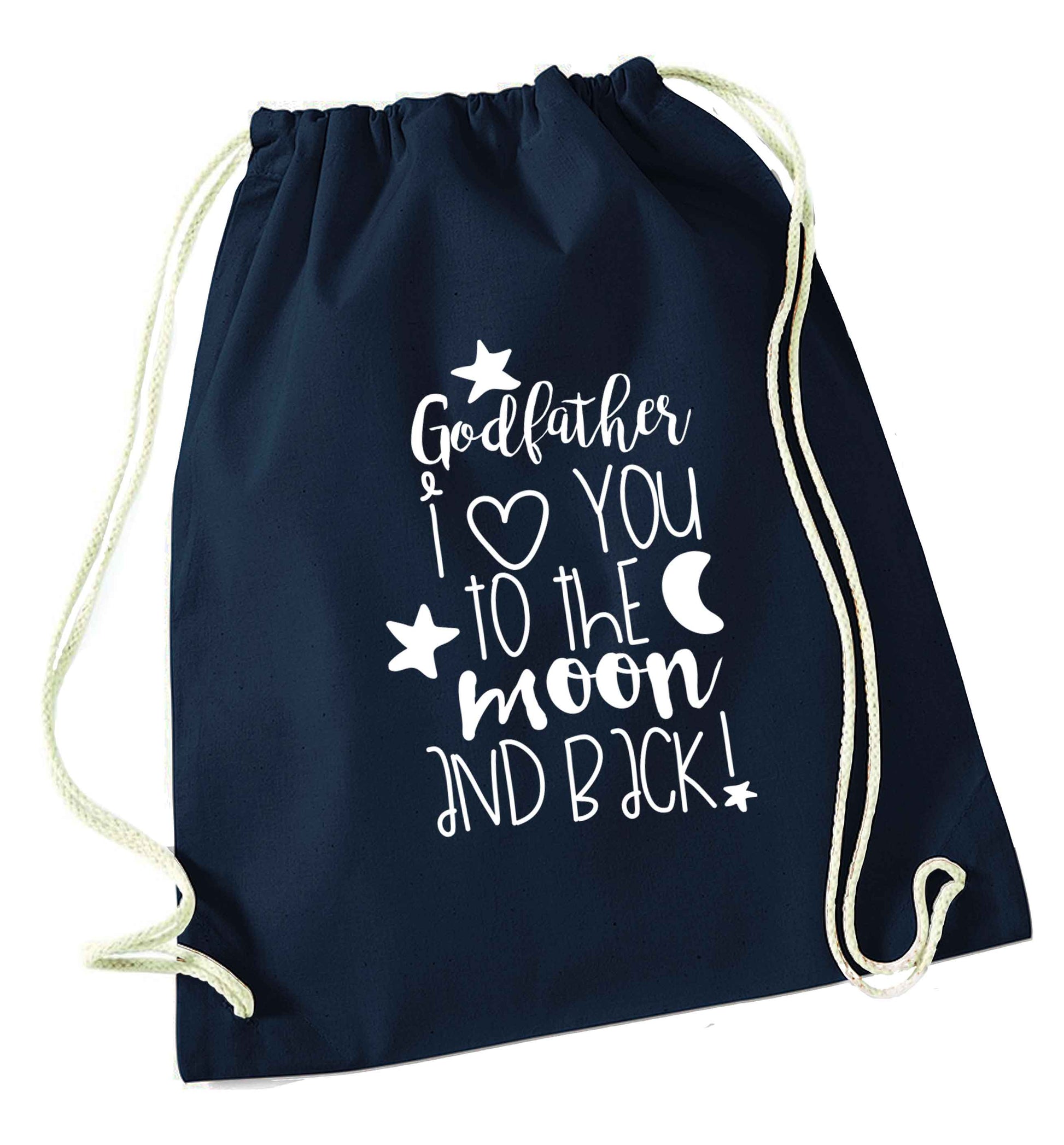 Godfather I love you to the moon and back navy drawstring bag