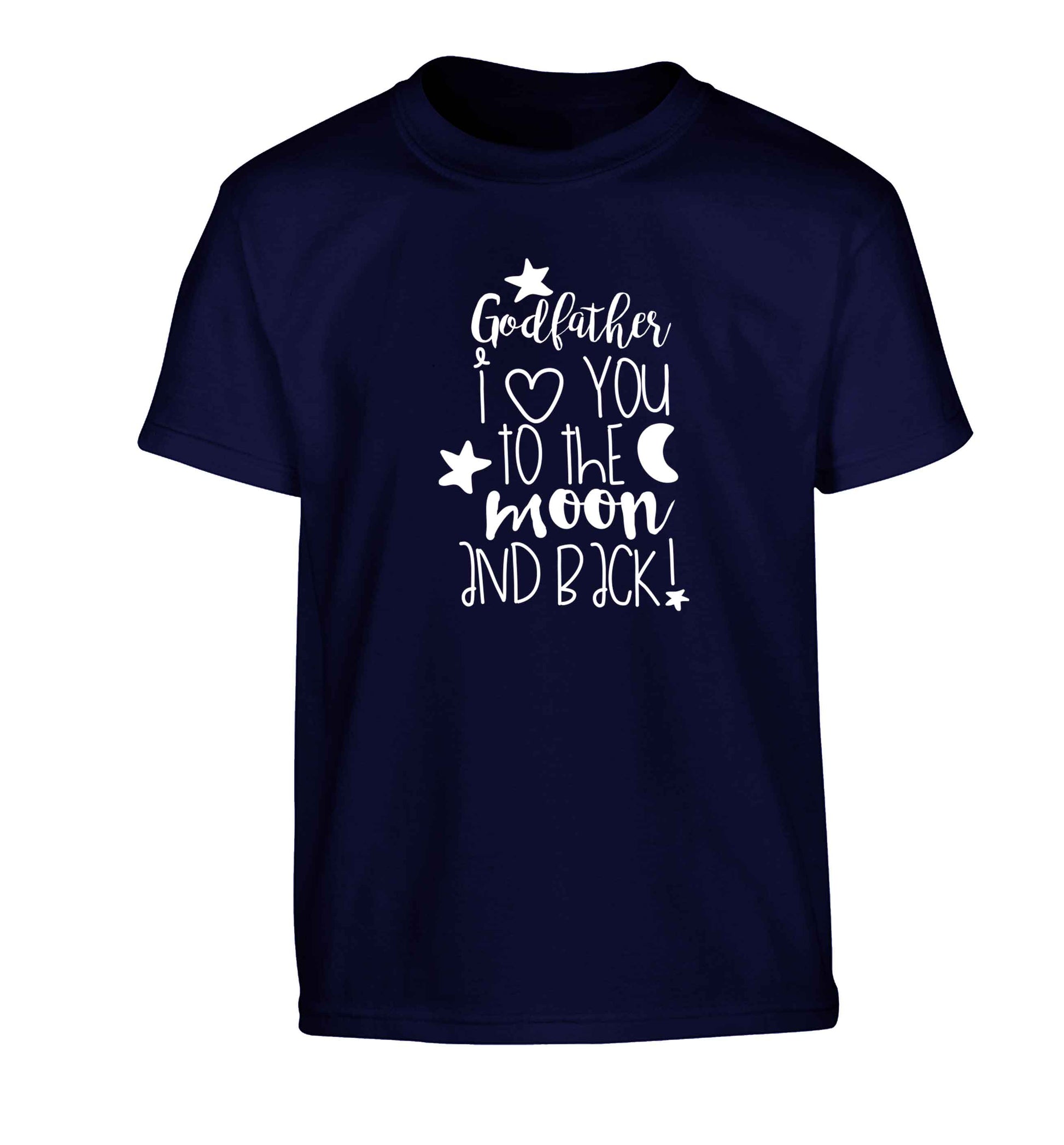 Godfather I love you to the moon and back Children's navy Tshirt 12-13 Years