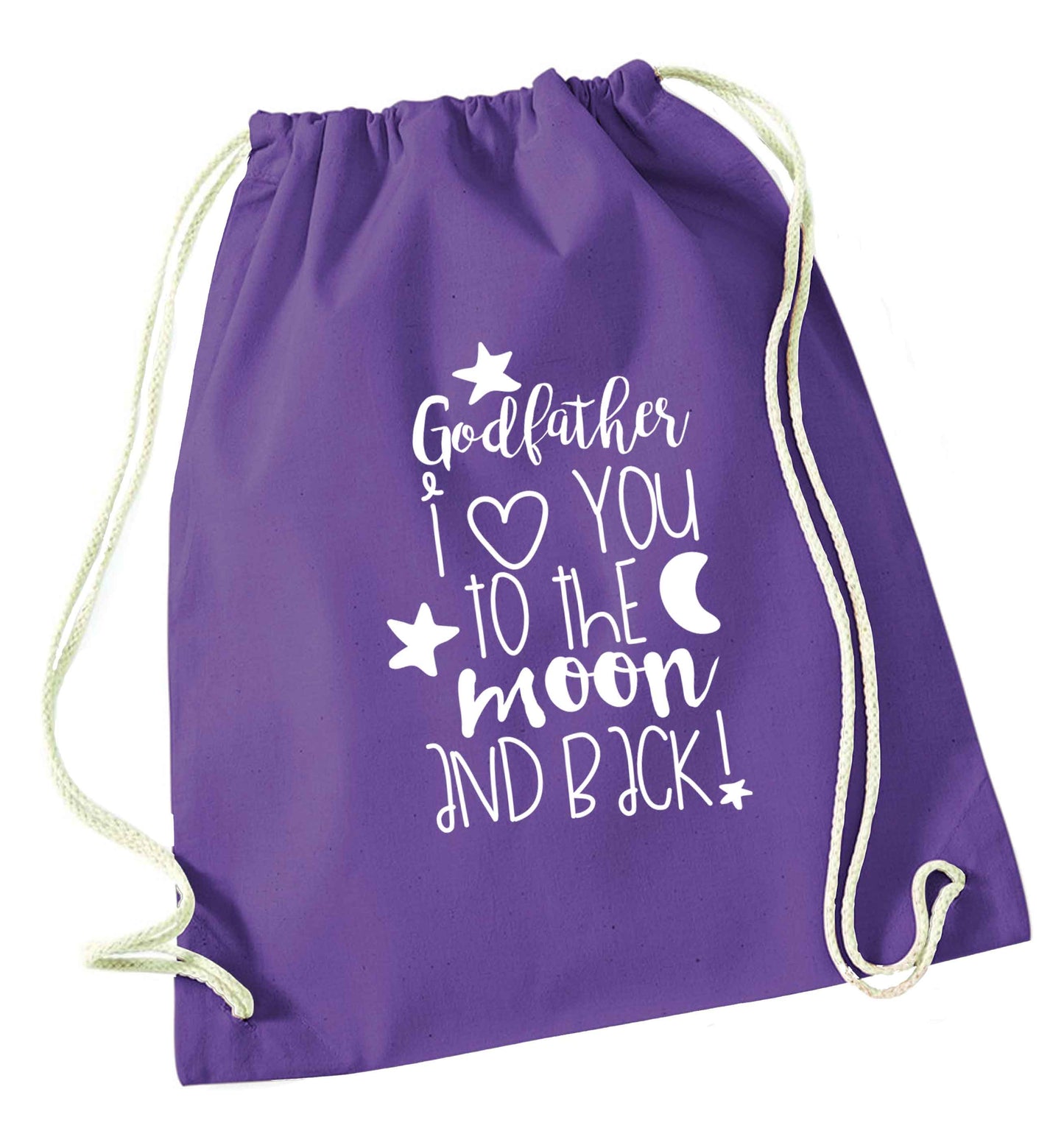 Godfather I love you to the moon and back purple drawstring bag
