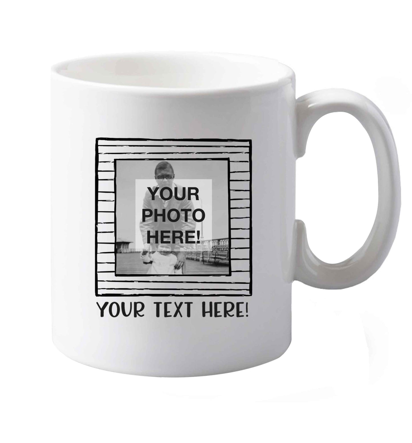 10 oz Any Photo or Text Black Frame  ceramic mug both sides