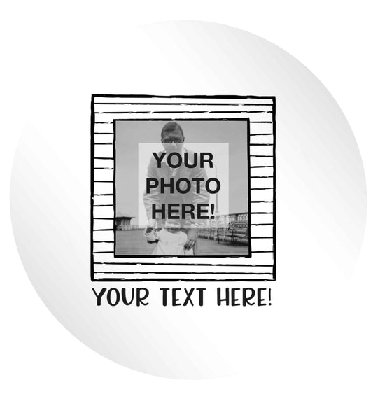 Any Photo or Text Black Frame 24 @ 45mm matt circle stickers