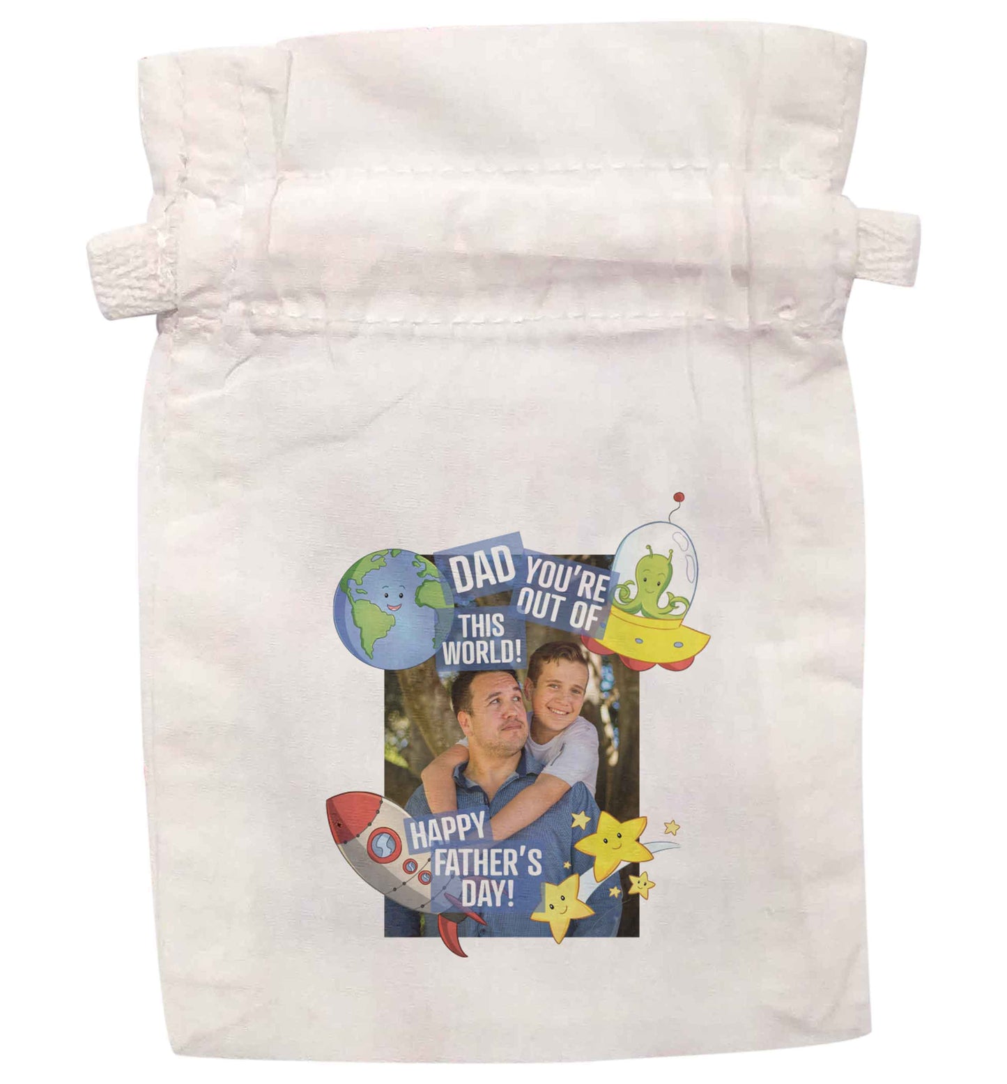 Dad you're out of this world happy Father's day!  | XS - L | Pouch / Drawstring bag / Sack | Organic Cotton | Bulk discounts available!