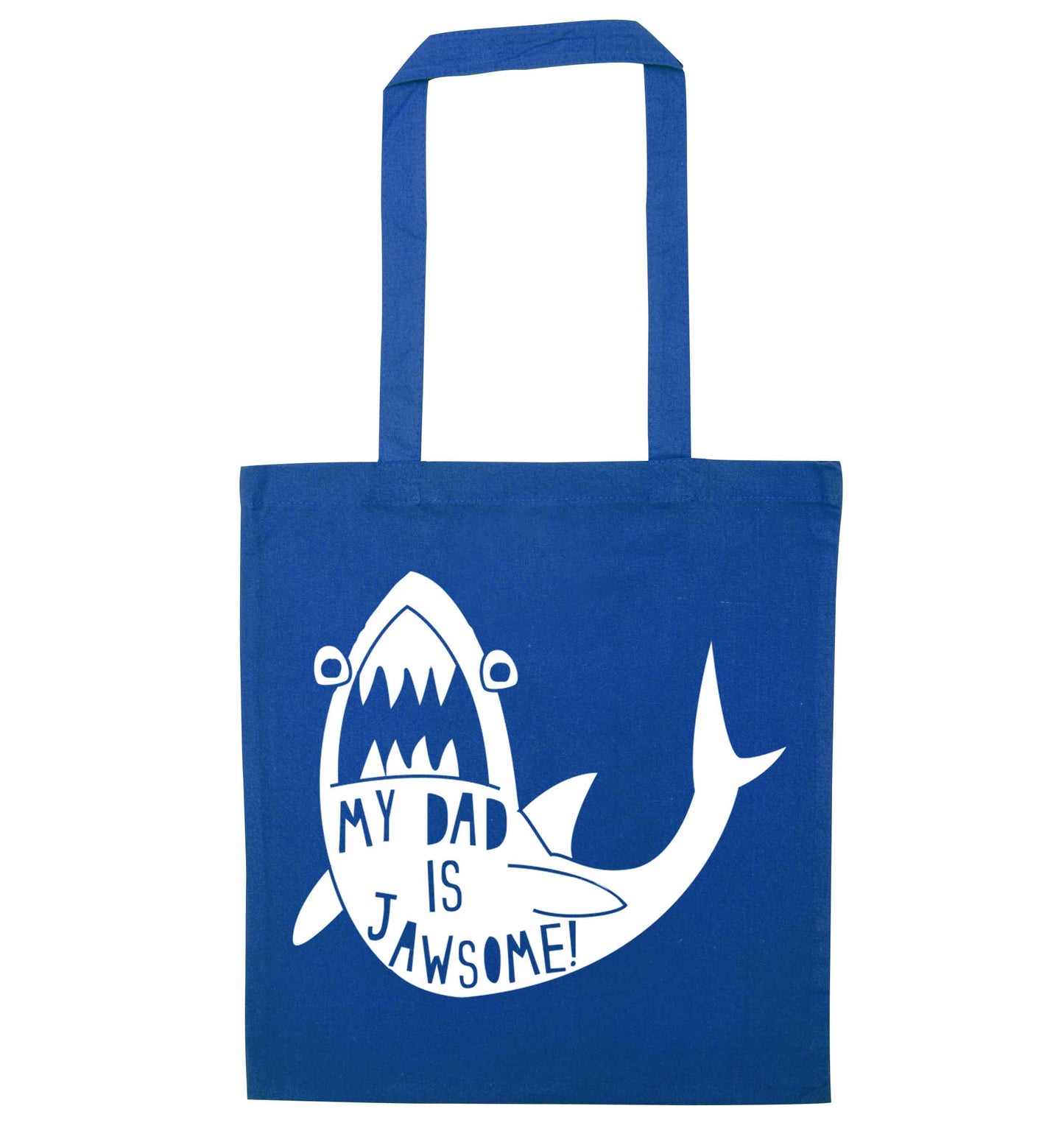 My Dad is jawsome blue tote bag