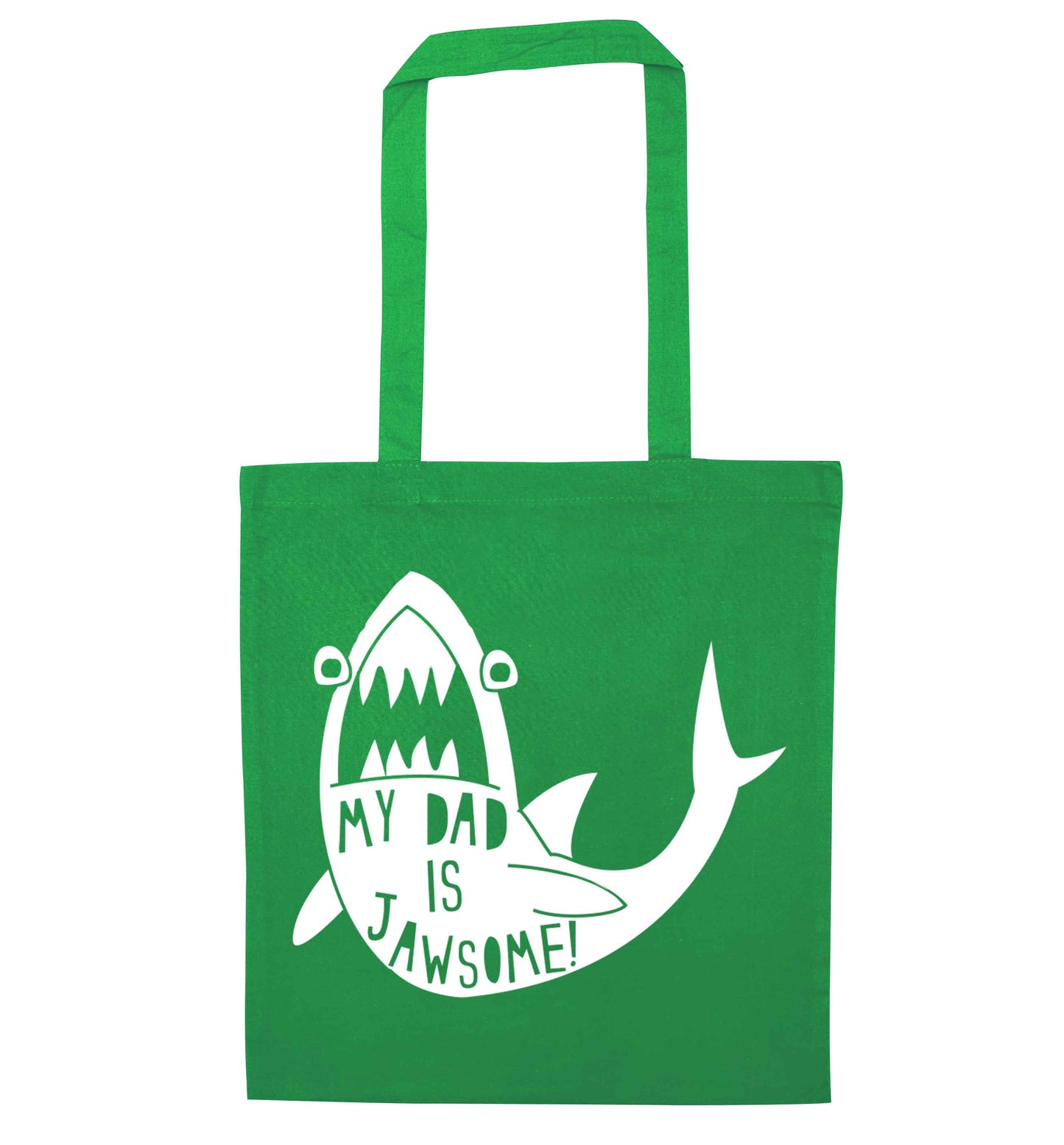 My Dad is jawsome green tote bag