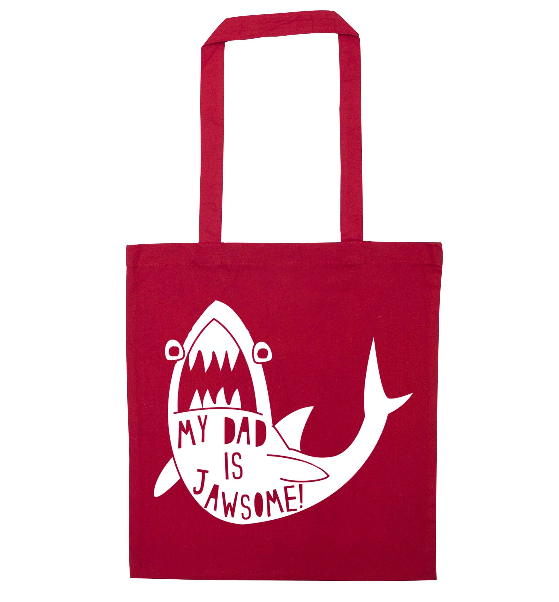 My Dad is jawsome red tote bag