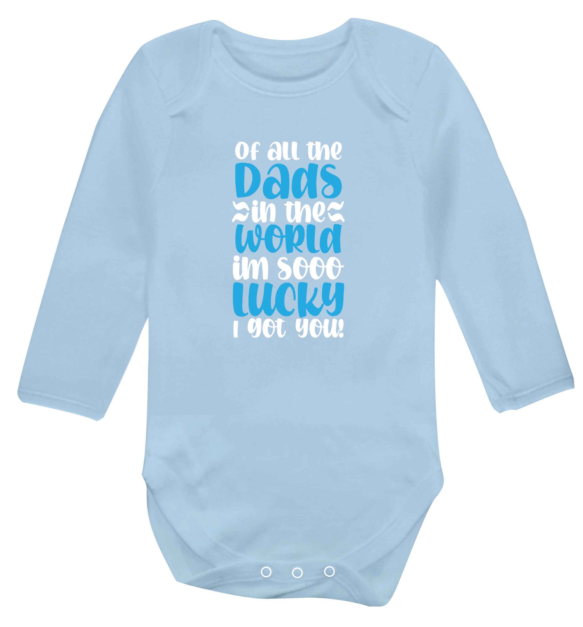 I'm as lucky as can be the worlds greatest dad belongs to me! baby vest long sleeved pale blue 6-12 months