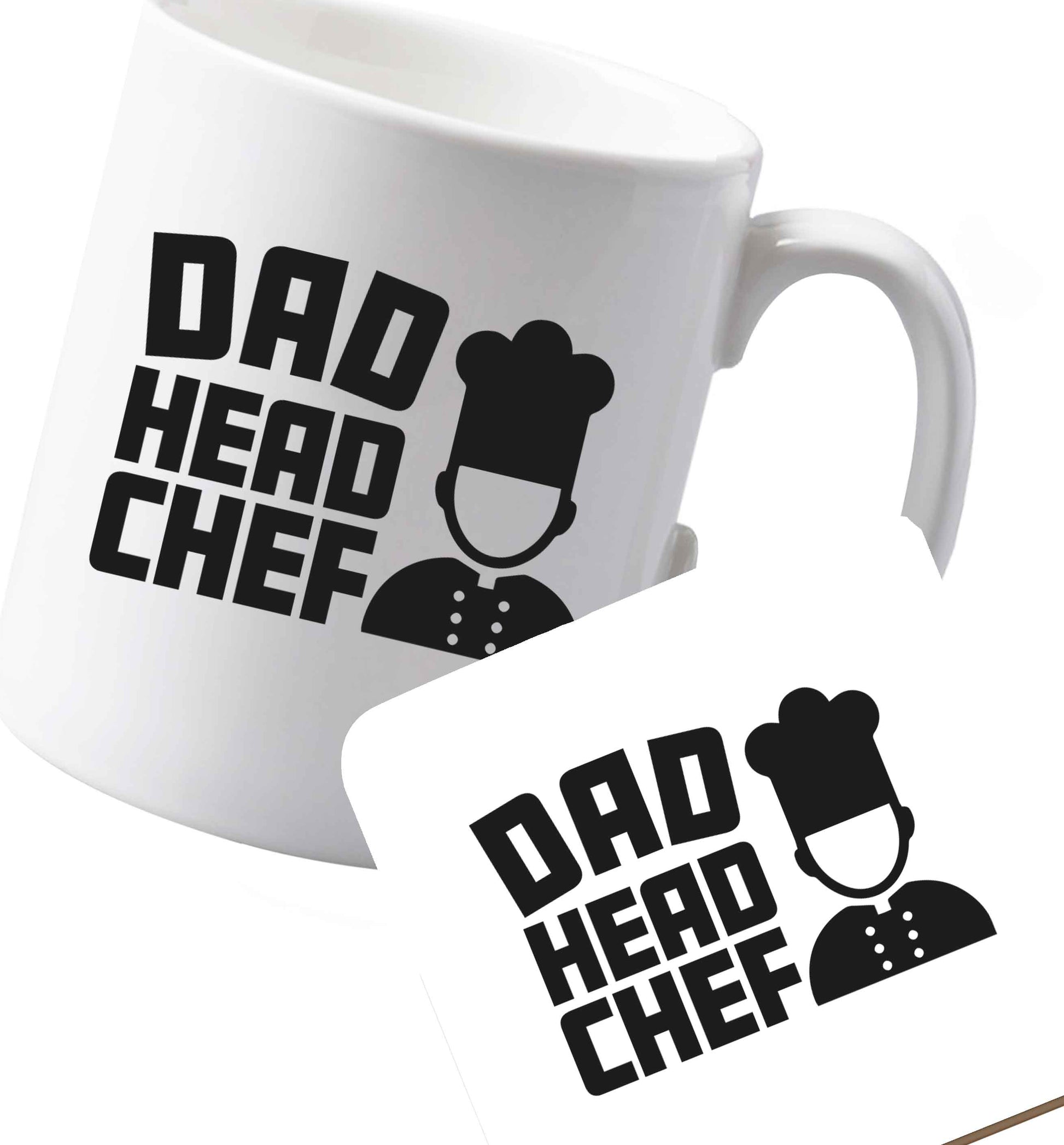 10 oz Ceramic mug and coaster Dad head chef both sides