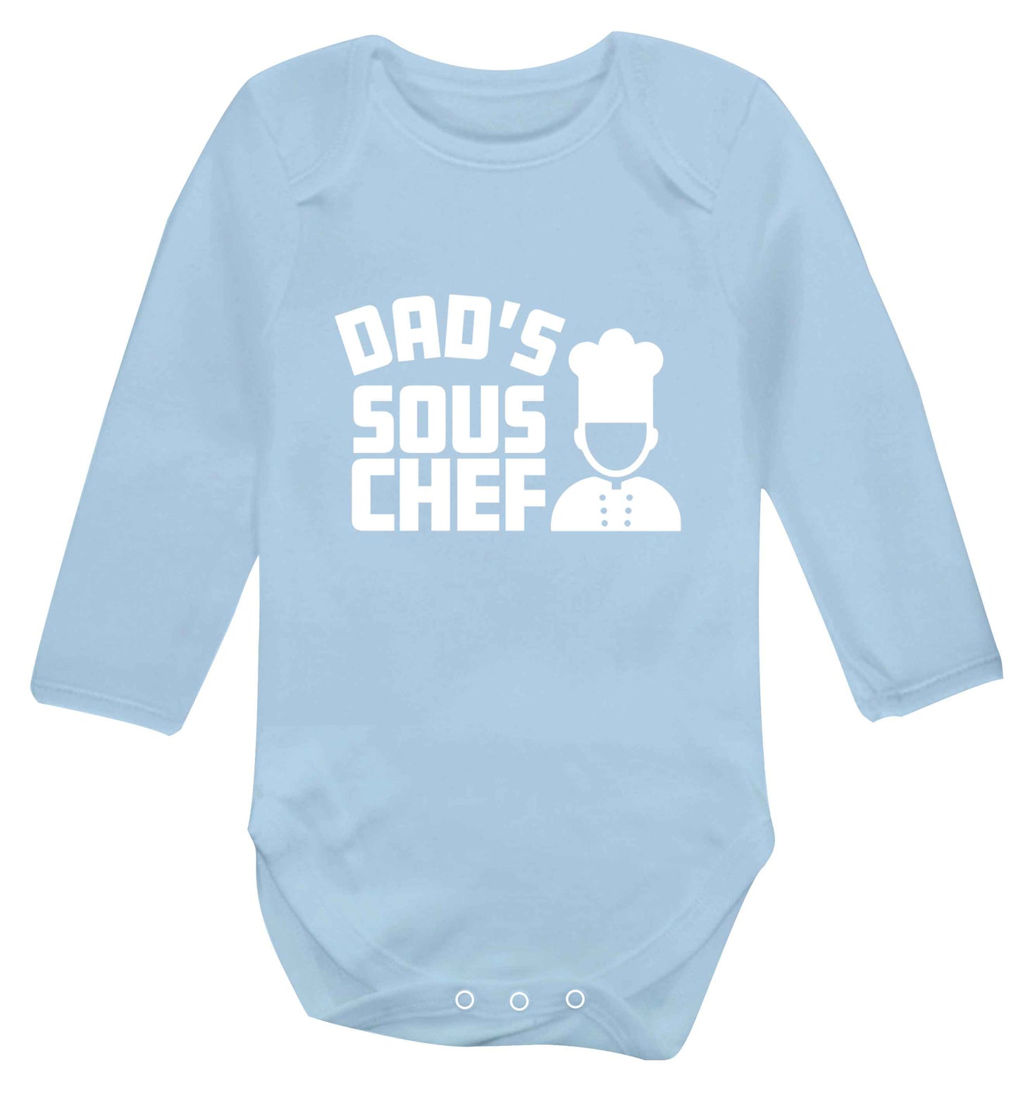 Dad's sous chef baby vest long sleeved pale blue 6-12 months