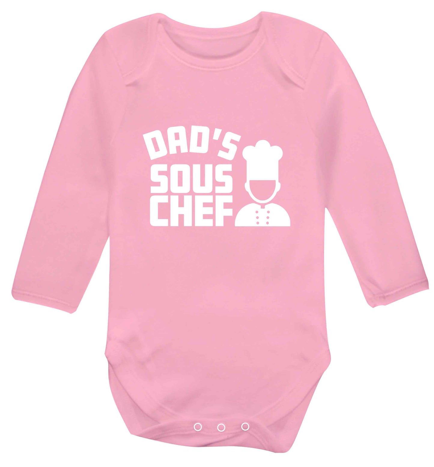 Dad's sous chef baby vest long sleeved pale pink 6-12 months