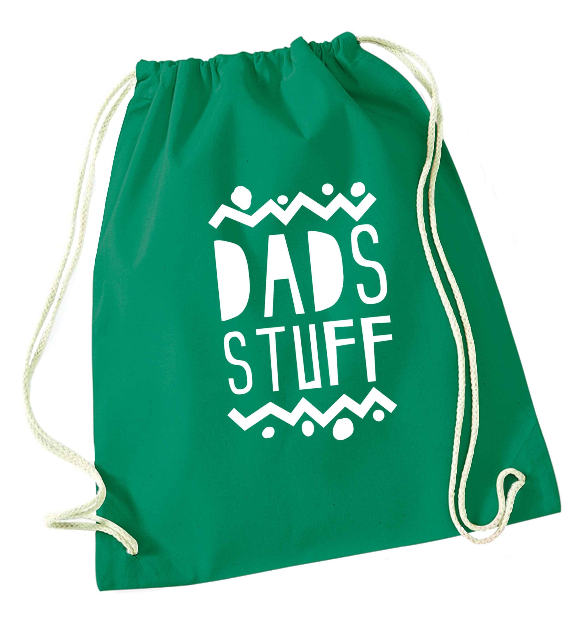 Dads stuff green drawstring bag