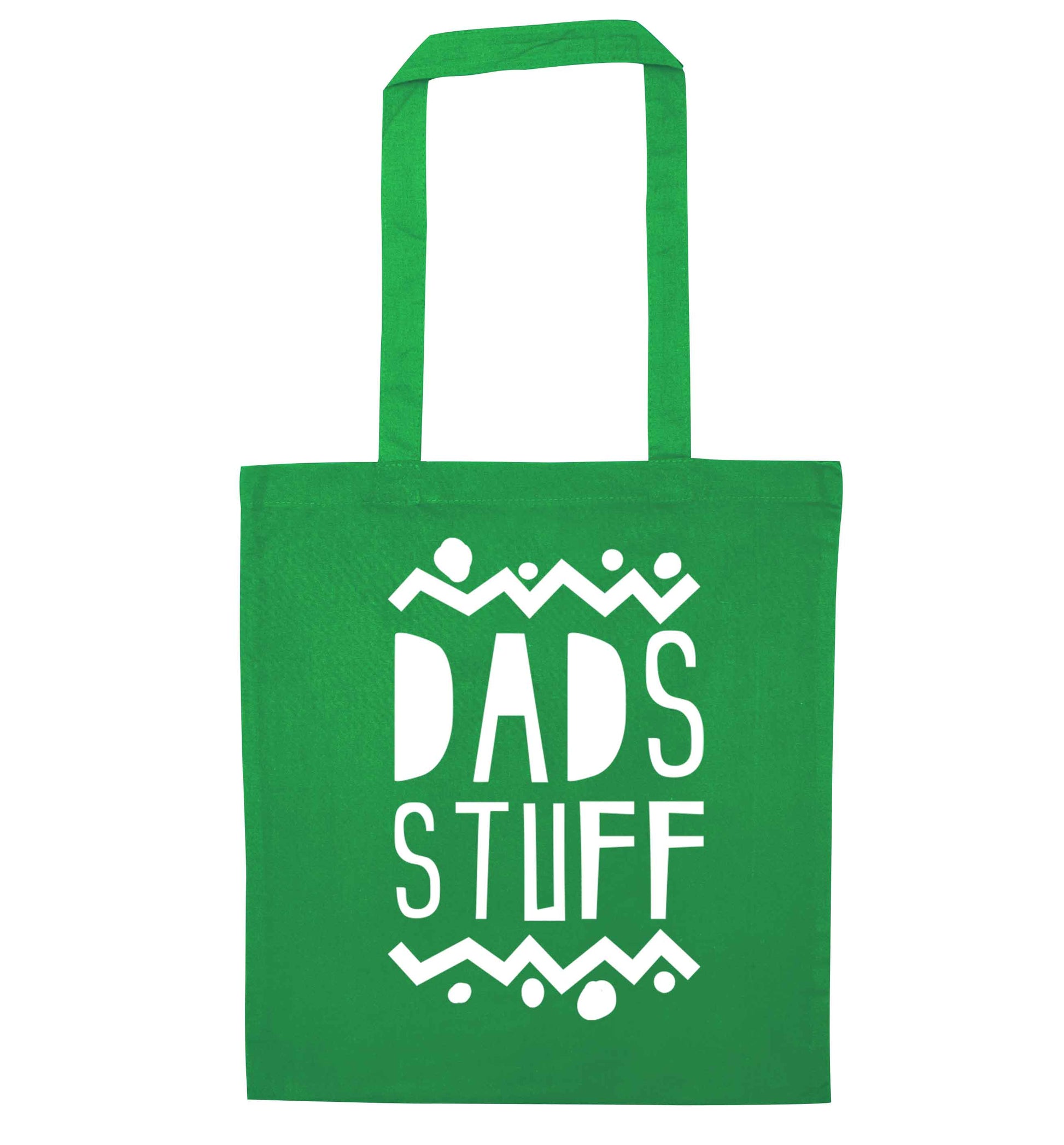 Dads stuff green tote bag
