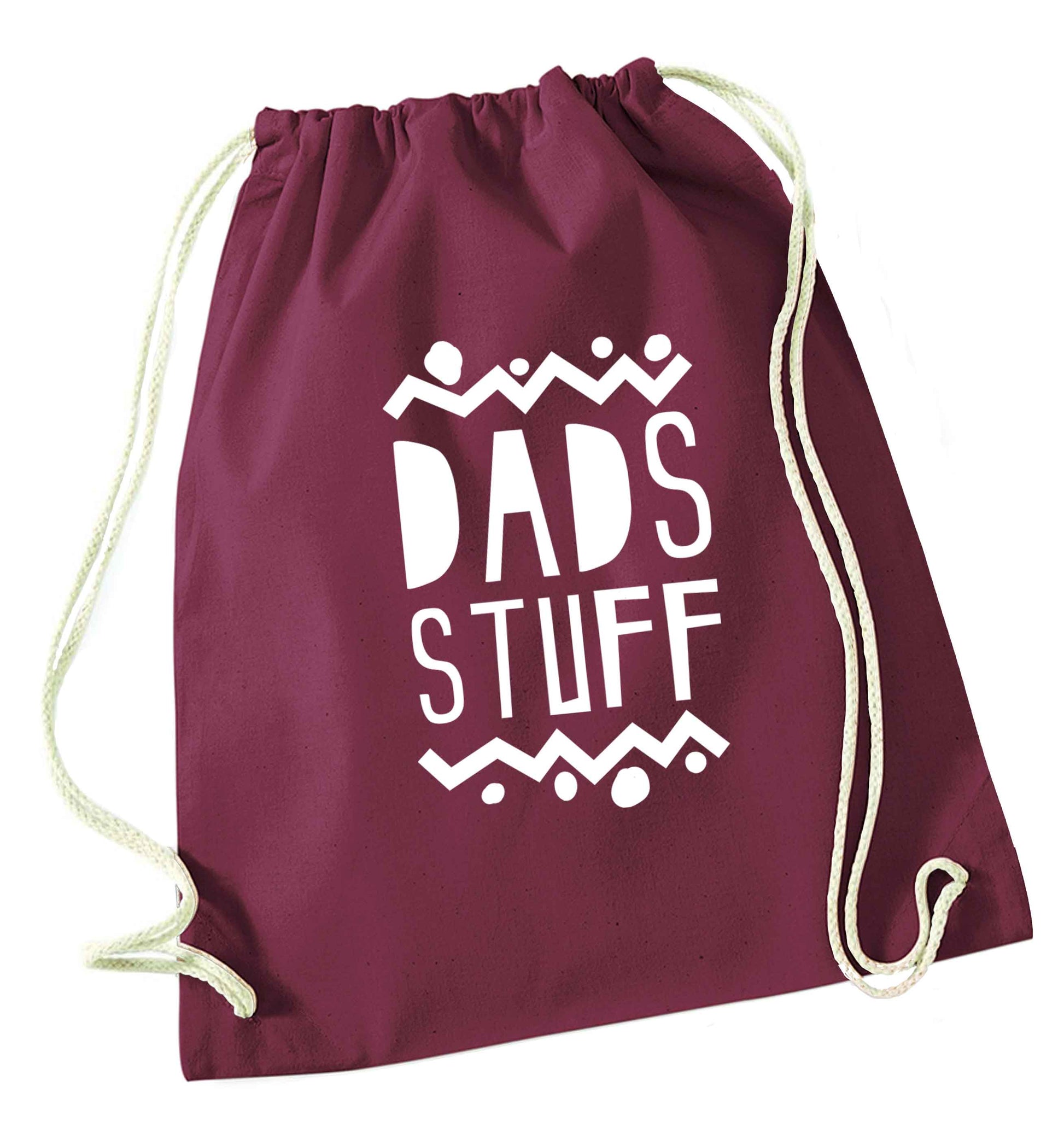 Dads stuff maroon drawstring bag
