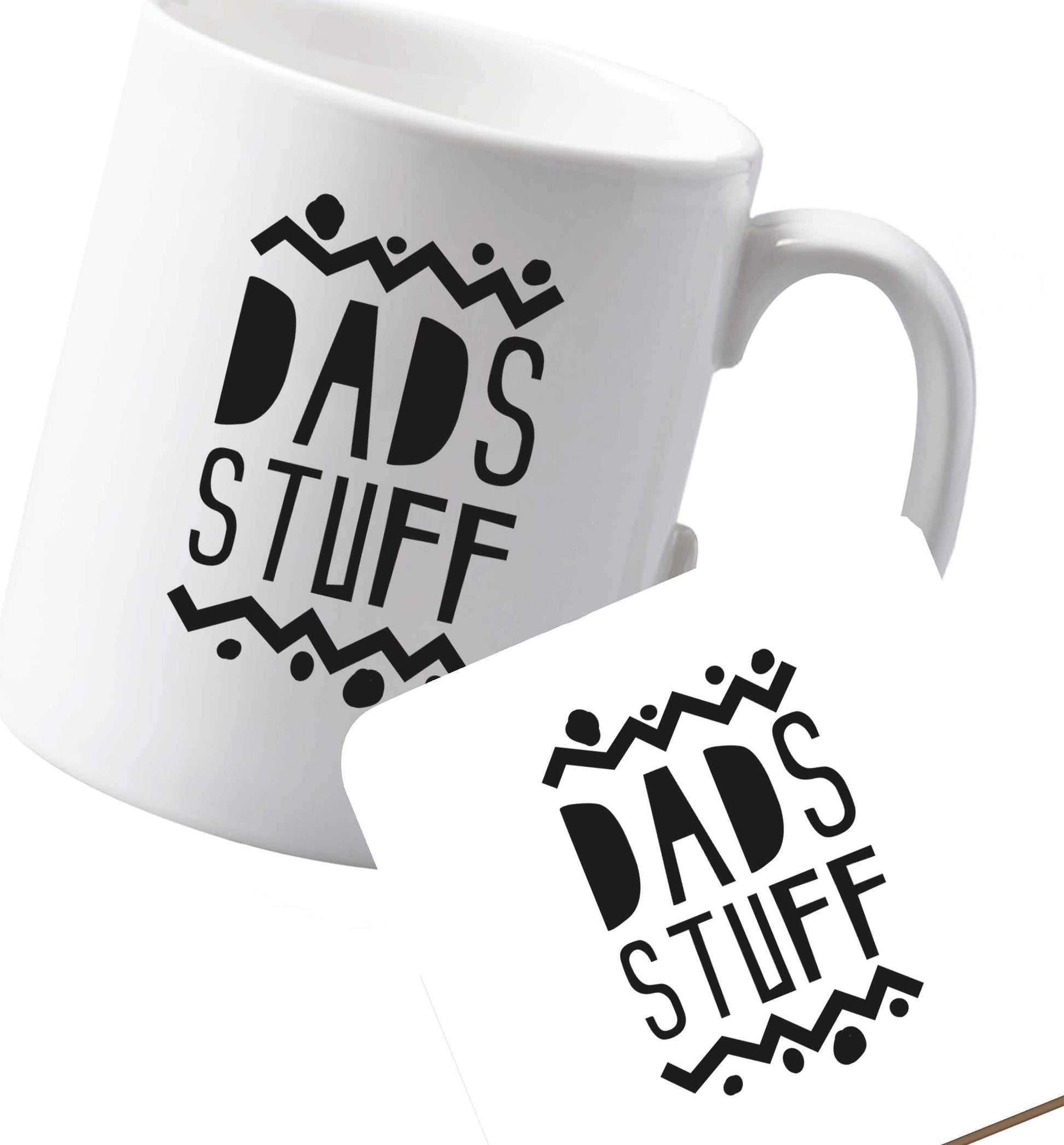 10 oz Ceramic mug and coaster Dads stuff both sides