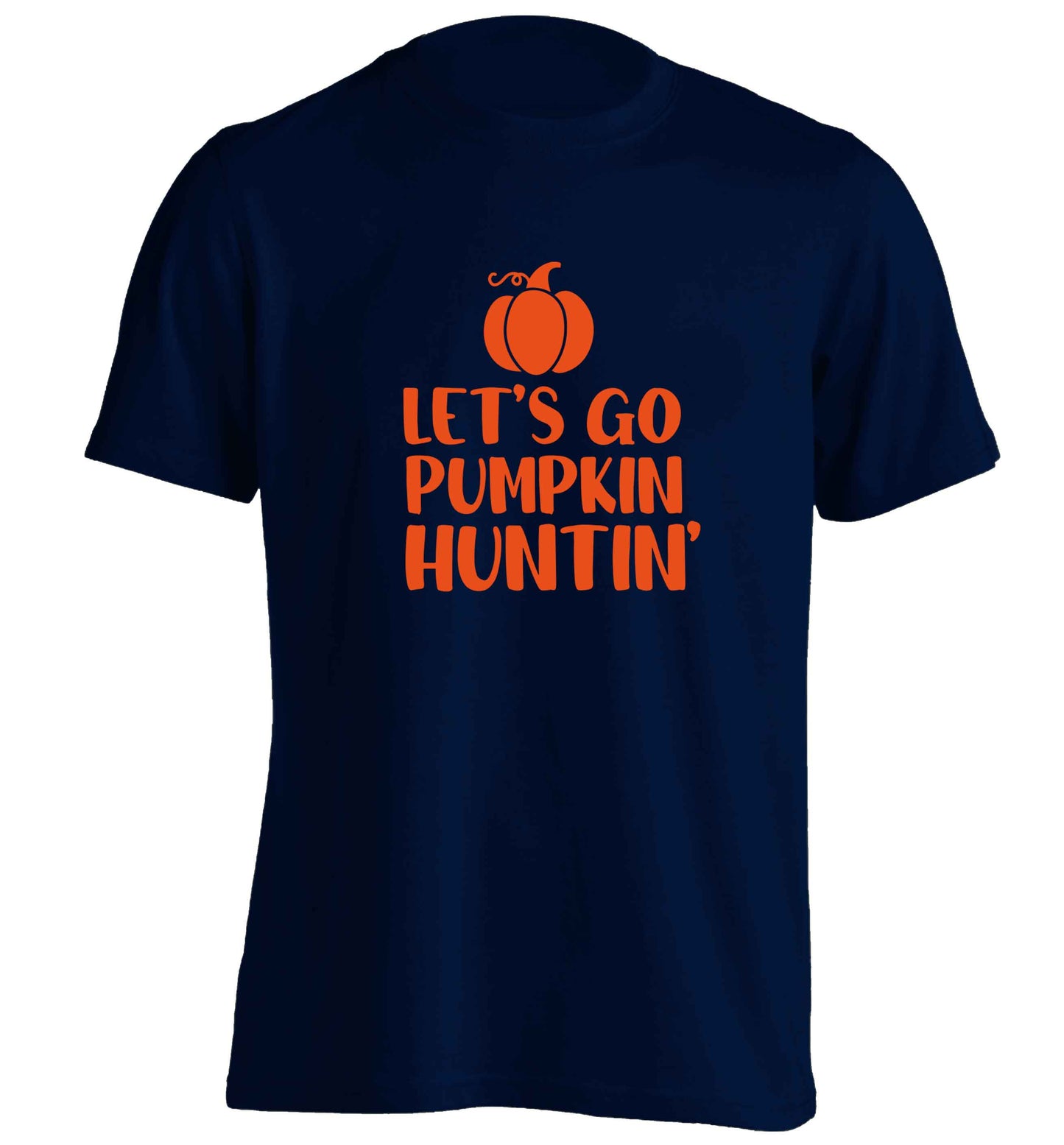 Let's go Pumpkin Huntin'adults unisex navy Tshirt 2XL