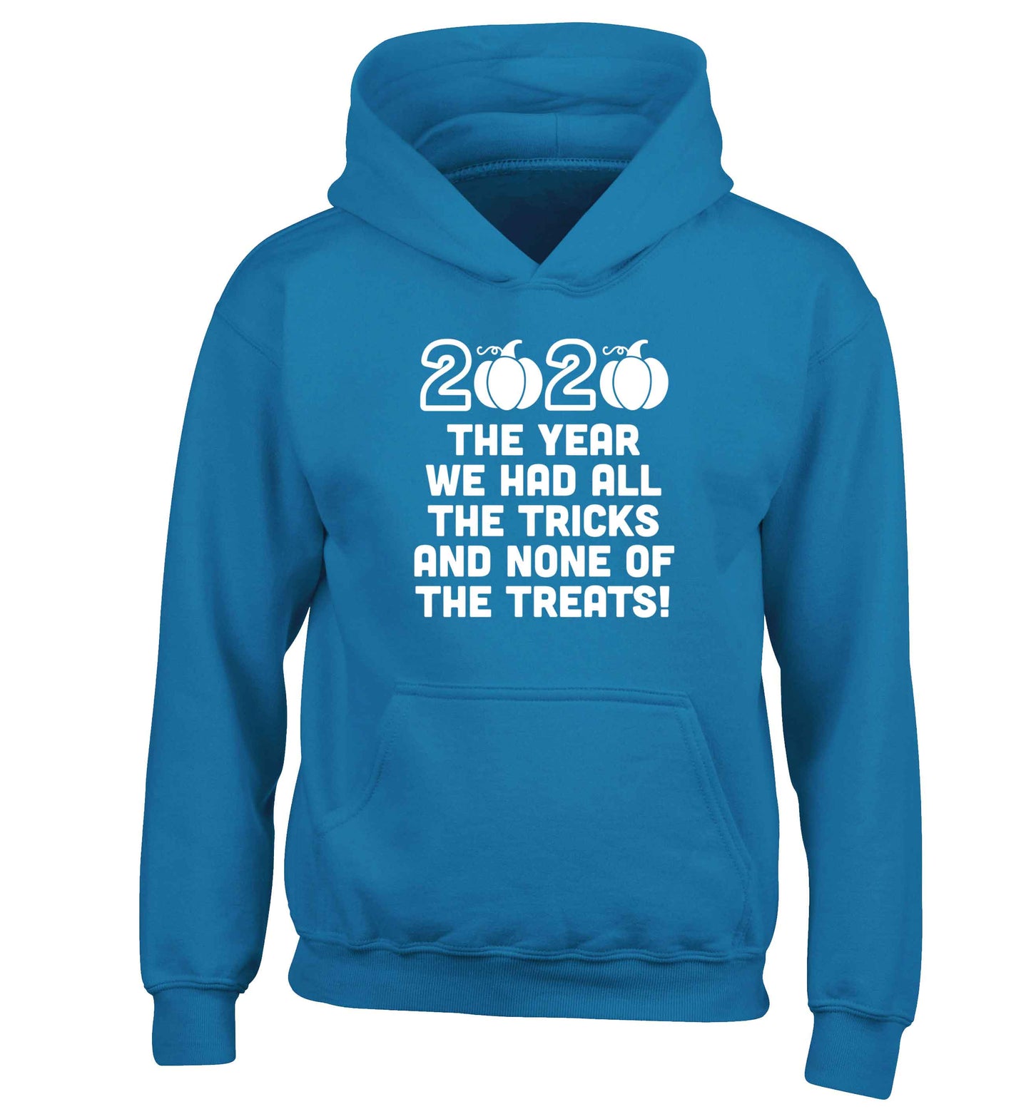 2020 The year we had all of the tricks and none of the treats children's blue hoodie 12-13 Years
