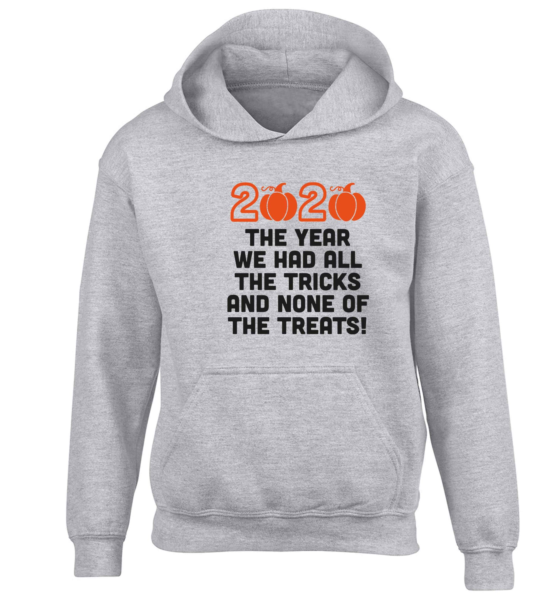 2020 The year we had all of the tricks and none of the treats children's grey hoodie 12-13 Years