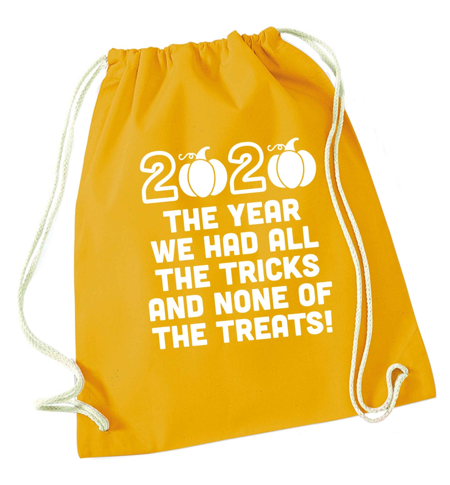 2020 The year we had all of the tricks and none of the treats mustard drawstring bag