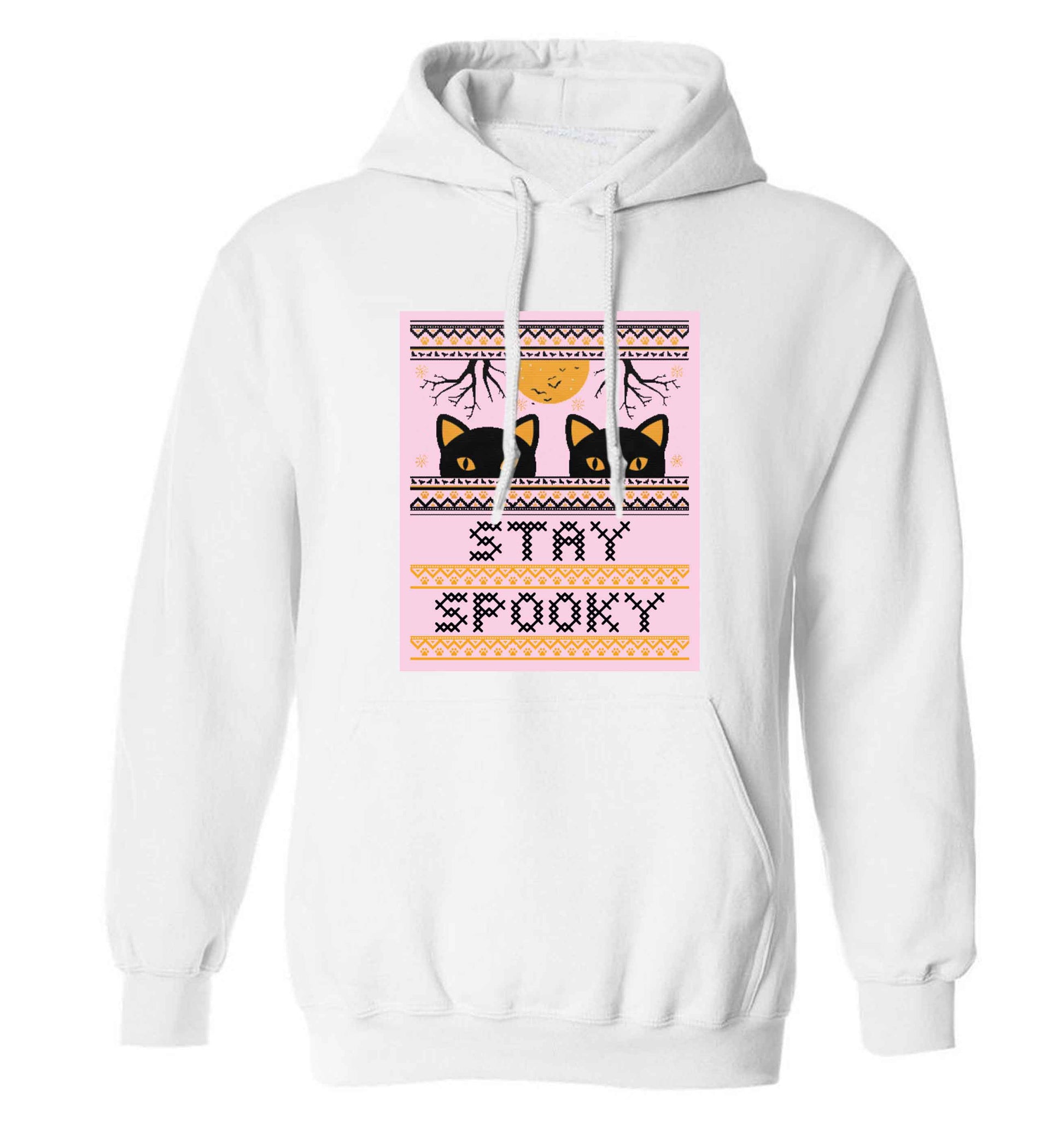 Stay spooky adults unisex white hoodie 2XL