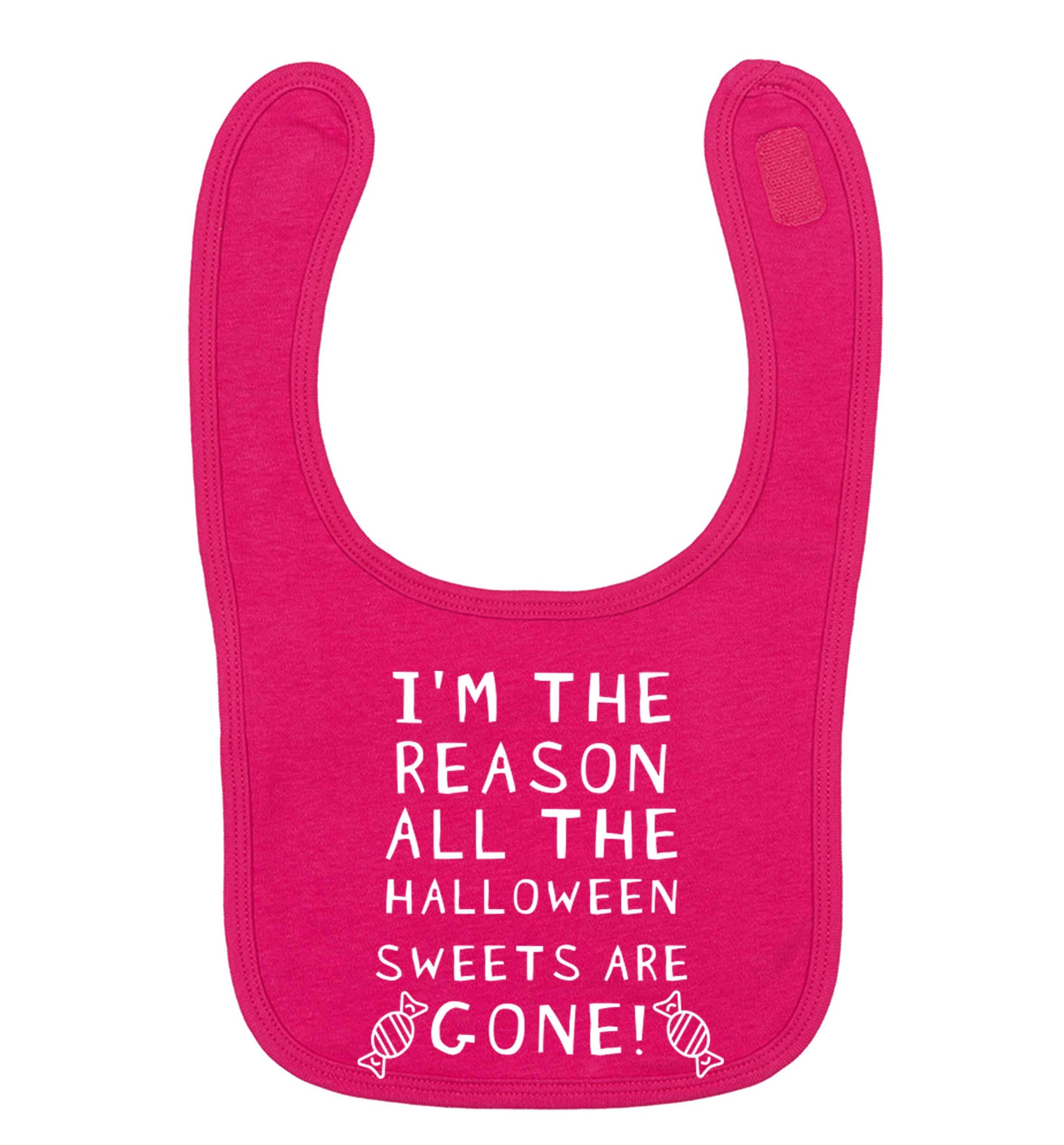 I'm the reason all of the halloween sweets are gone dark pink baby bib
