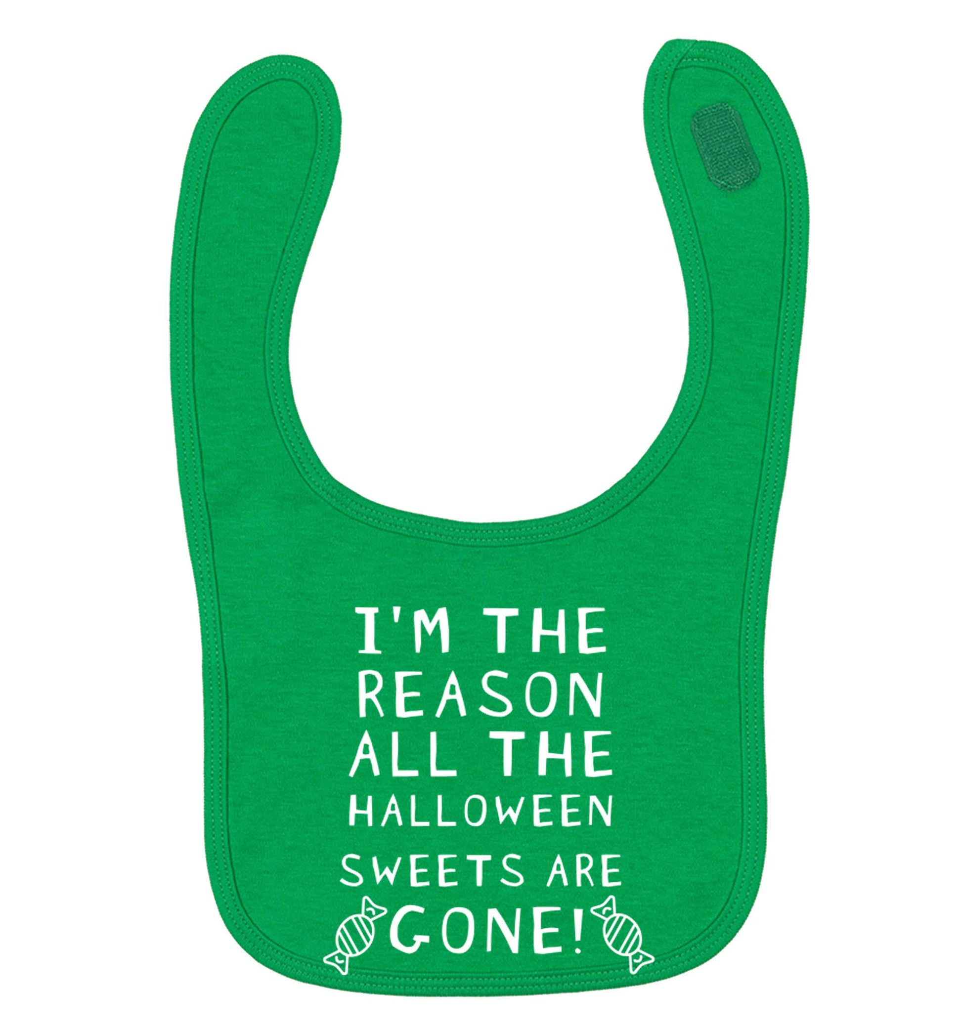 I'm the reason all of the halloween sweets are gone green baby bib
