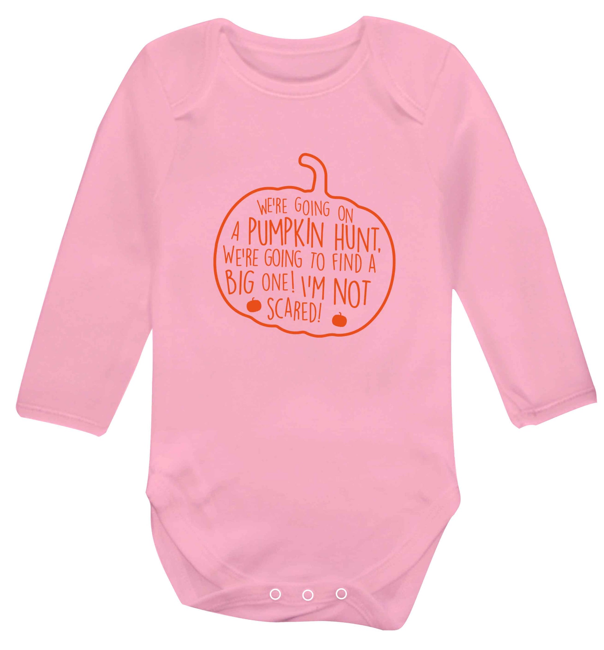 We're going on a pumpkin hunt baby vest long sleeved pale pink 6-12 months
