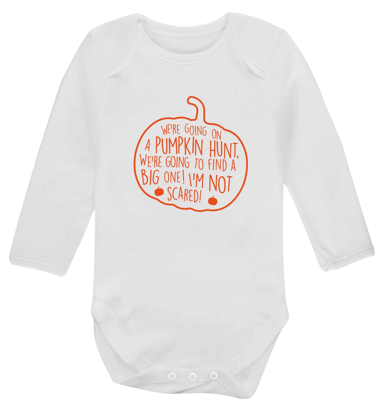We're going on a pumpkin hunt baby vest long sleeved white 6-12 months