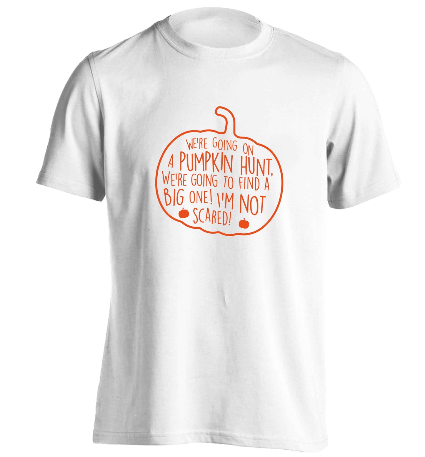 We're going on a pumpkin hunt adults unisex white Tshirt 2XL
