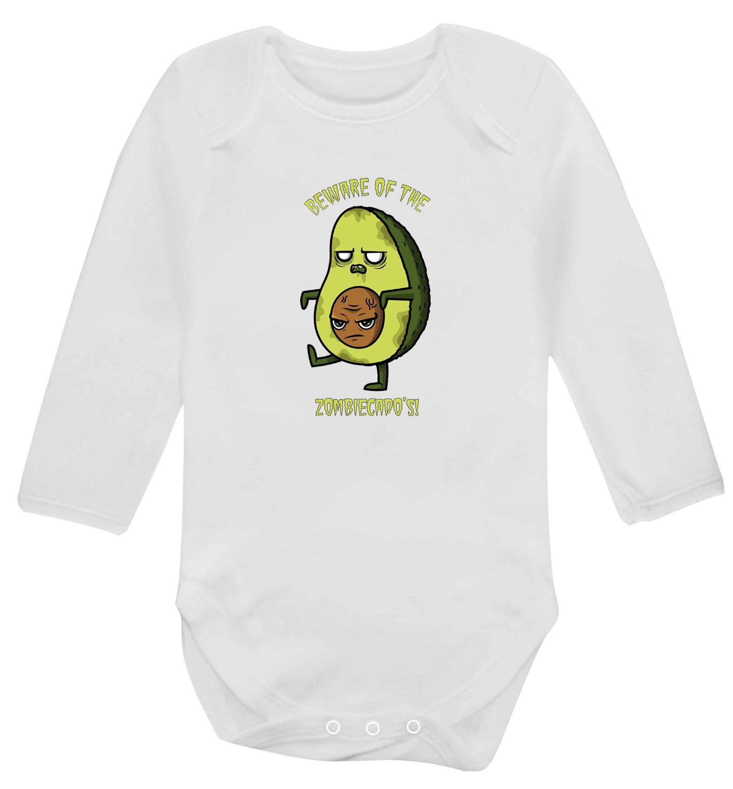 Beware of the zombicado's baby vest long sleeved white 6-12 months