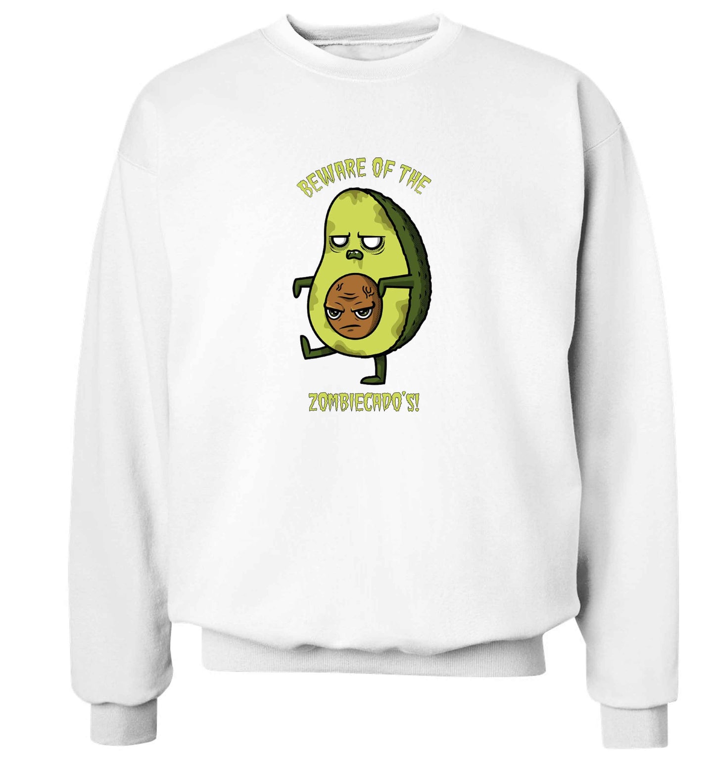 Beware of the zombicado's adult's unisex white sweater 2XL