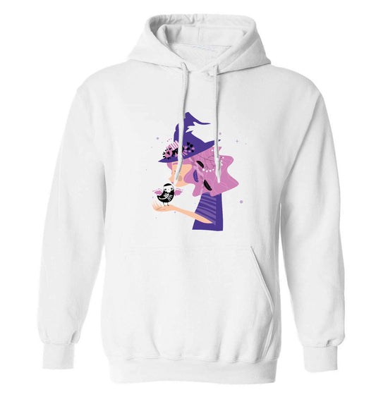 Witch illustration adults unisex white hoodie 2XL