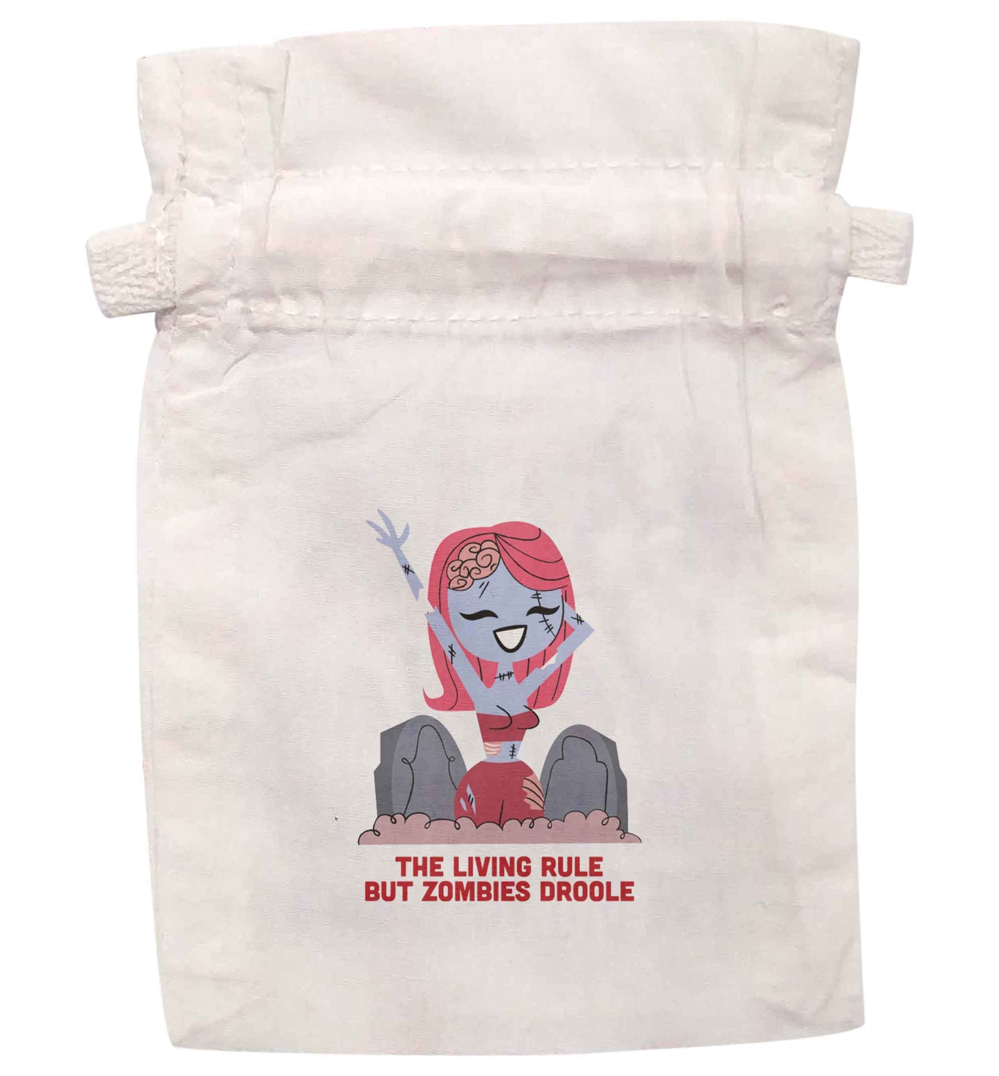 Living rule but zombies droole | XS - L | Pouch / Drawstring bag / Sack | Organic Cotton | Bulk discounts available!
