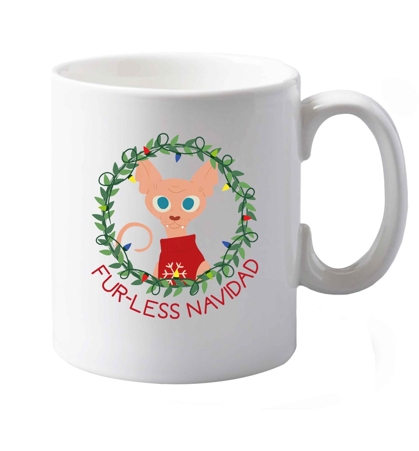 10 oz Furr-less navidad  ceramic mug both sides