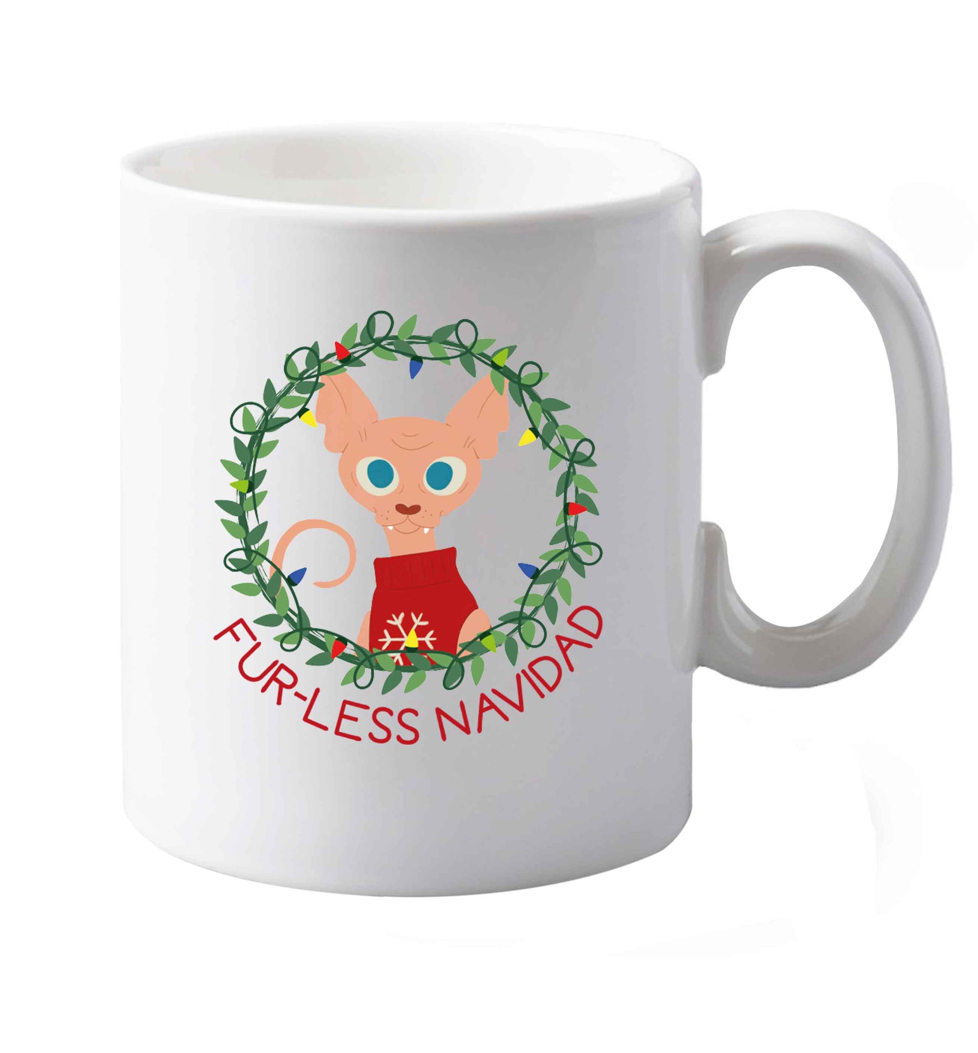 10 oz Furr-less navidad  ceramic mug both sides
