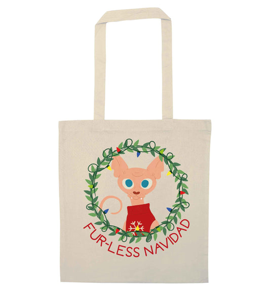 Furr-less navidad  natural tote bag