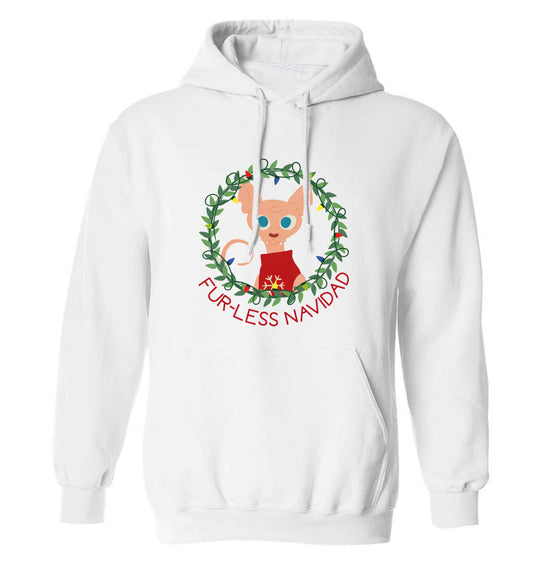 Furr-less navidad  adults unisex white hoodie 2XL