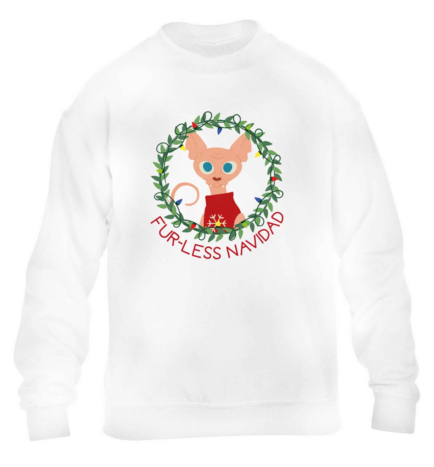 Furr-less navidad  children's white sweater 12-13 Years